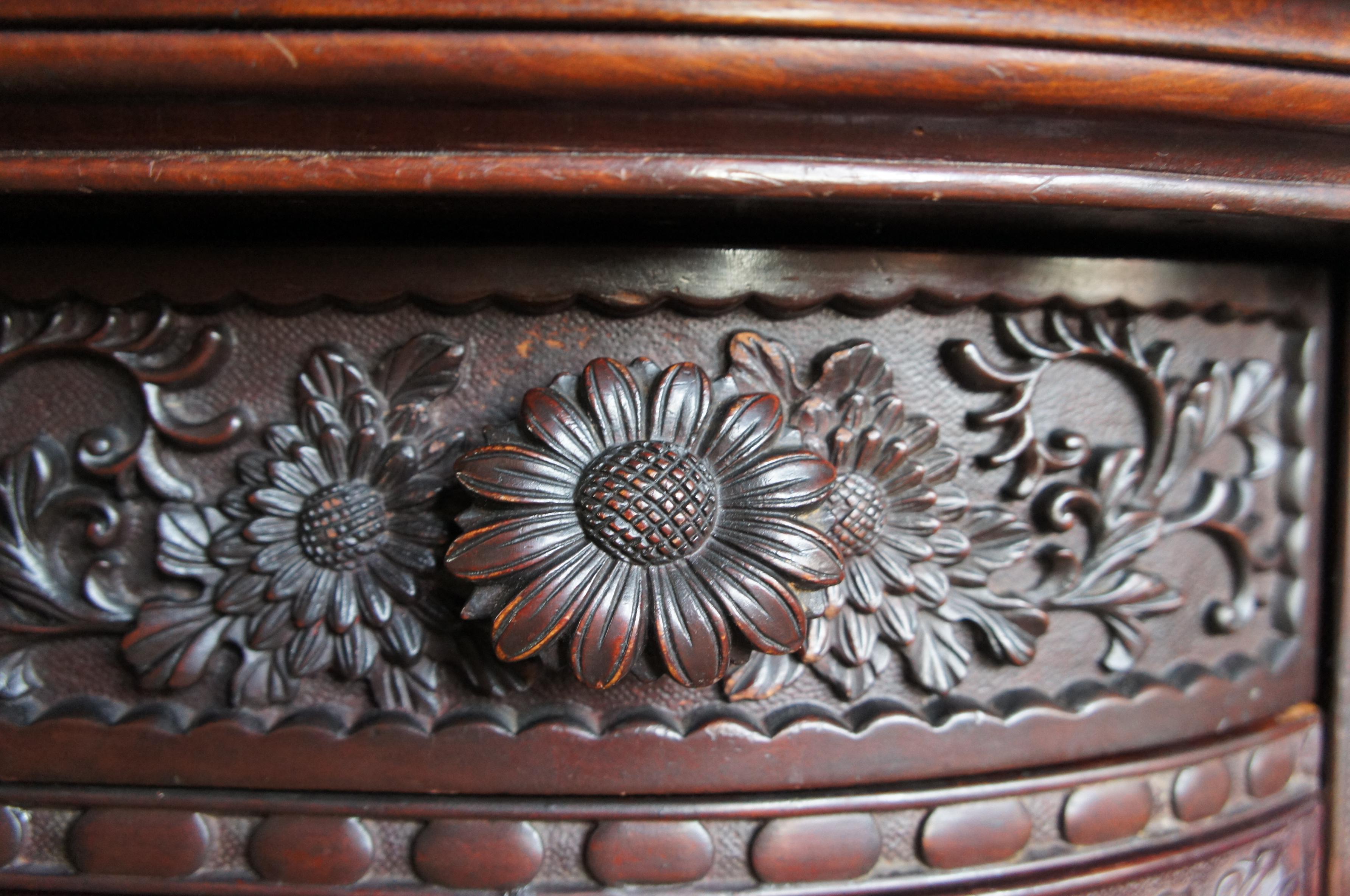 Rare Antique Monumental Japanese Imperial Carved Elm Altar Sideboard Console For Sale 10