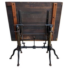 Rare Antique Morse Cast Iron Industrial , Brass and wood Drafting/Drawing Table