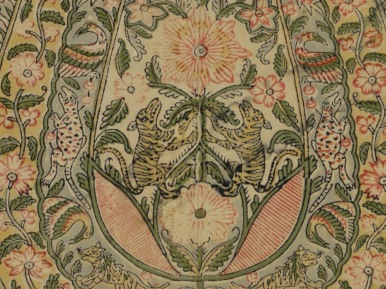 Indian Rare Antique Mughal Palampore Textile with written Cartouches For Sale