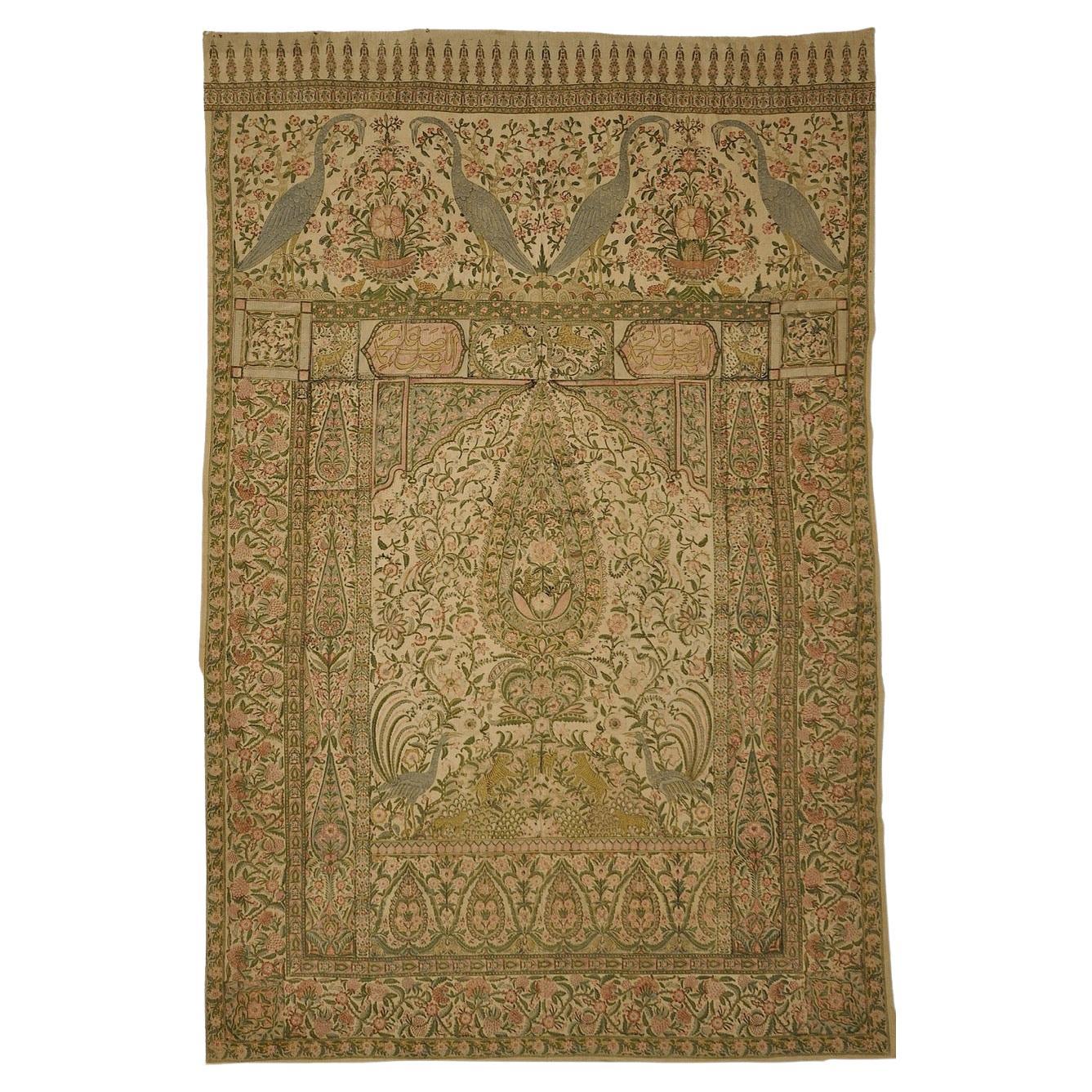 Rare Antique Mughal Palampore Textile with written Cartouches For Sale
