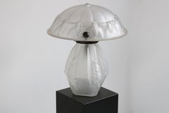 Rare Antique Muller Frères Luneville Geometric Art Deco Table Lamp Frosted Glass