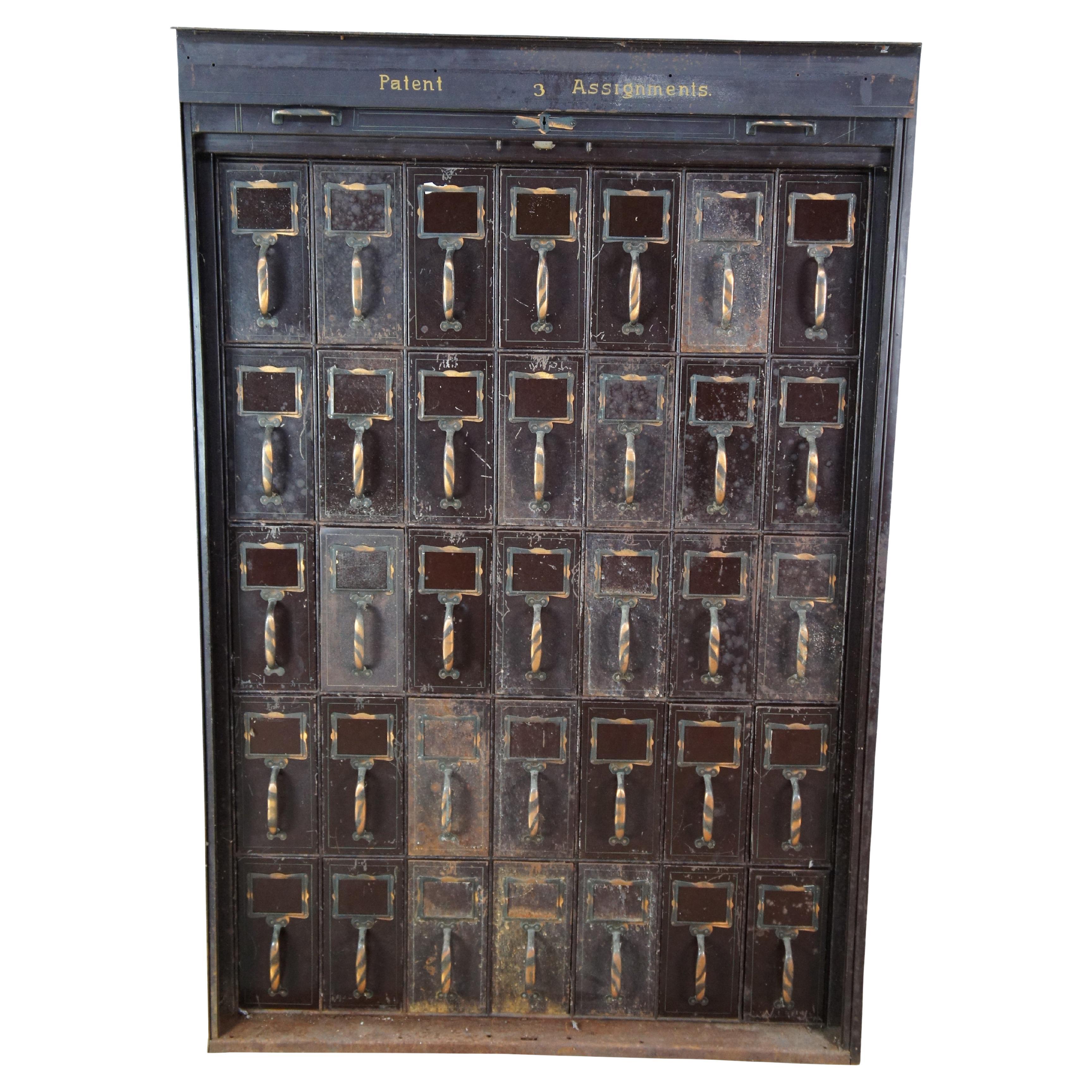 Rare Antique NCR National Cash Register Industrial Iron Steel Index File Cabinet