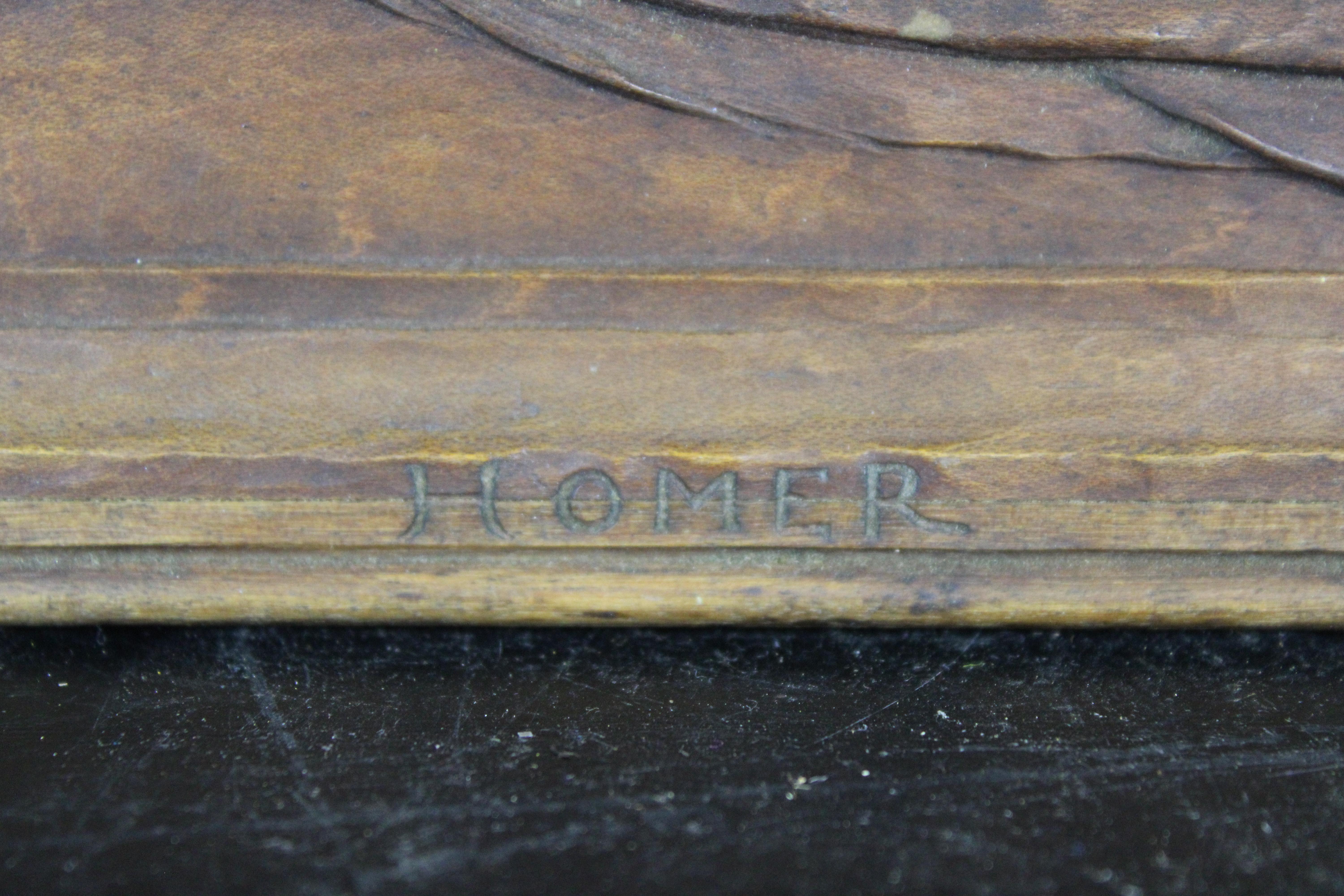 Seltene antike neoklassizistische geschnitzte Holz Bas Low Relief Homer Harry Bates Plakette (20. Jahrhundert) im Angebot