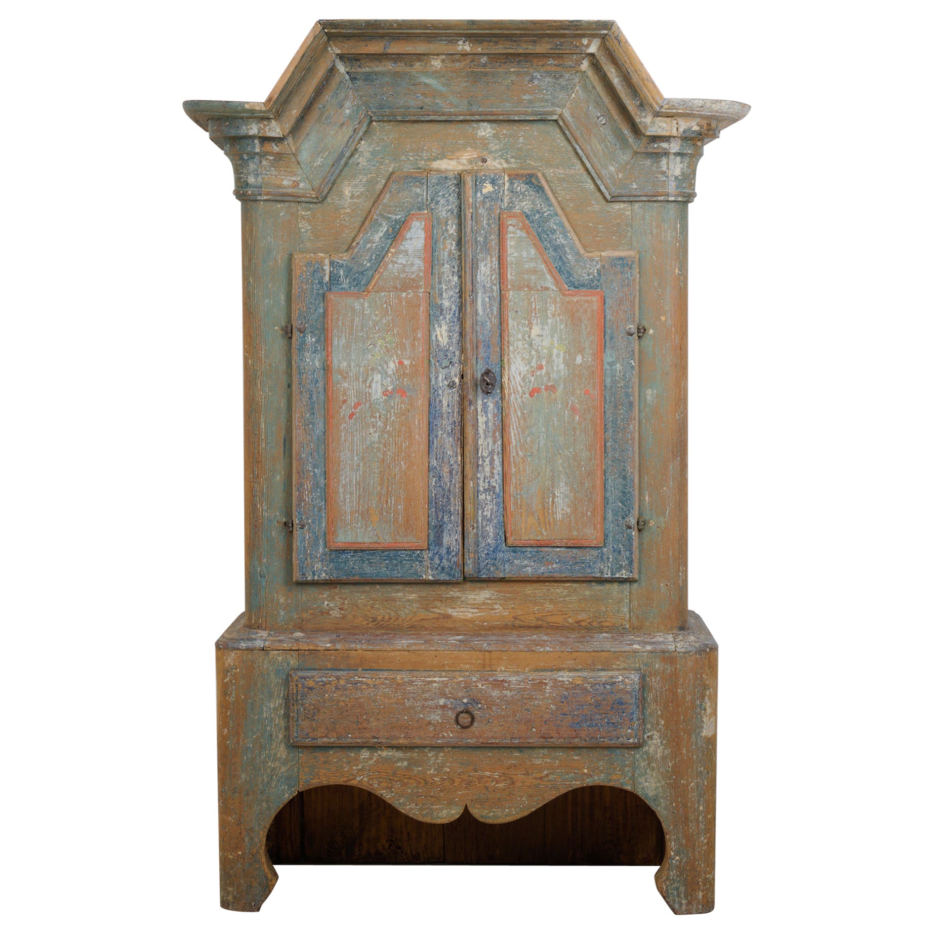 Raro mobile d
arte popolare svedese del nord in stile barocco