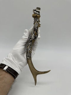 Rare Antique Novelty German silver antler and silver cigar cutter, 1890-1900