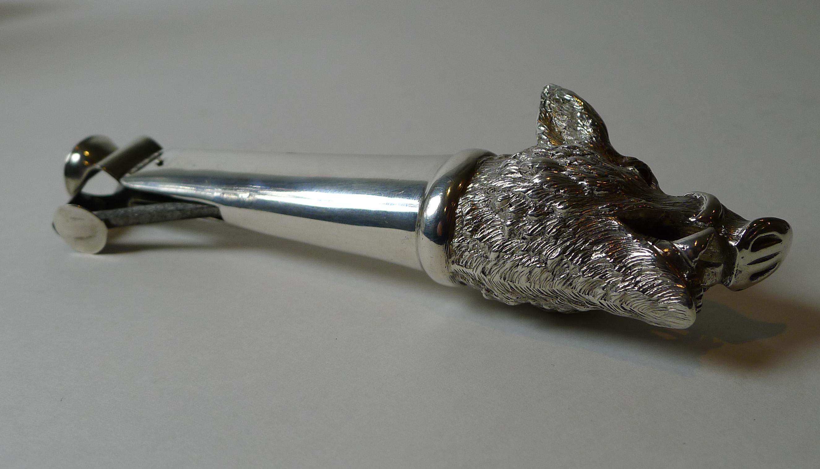 British Rare Antique Novelty Sterling Silver Cigar Cutter, 1899 For Sale
