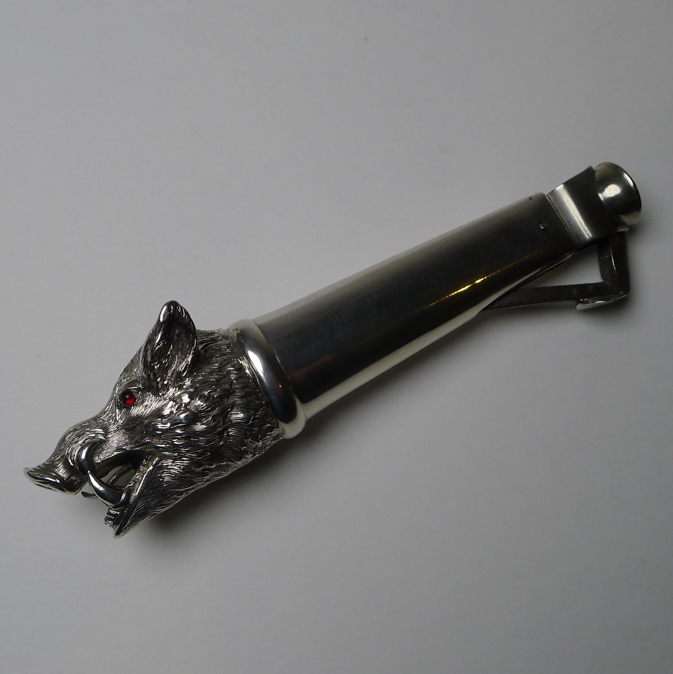 Rare Antique Novelty Sterling Silver Cigar Cutter, 1899 For Sale 1