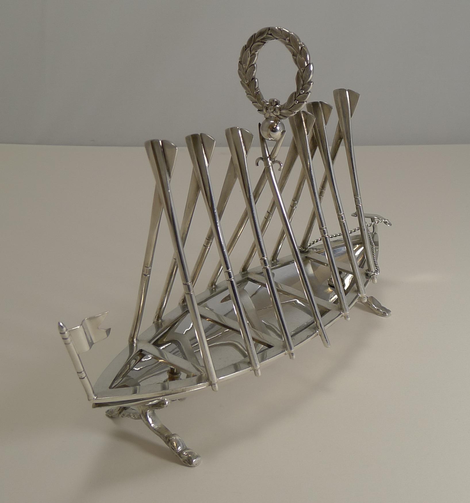 Late 19th Century Rare Antique Novelty Toast Rack, Rowing Gig by Benetfink, London, circa 1880