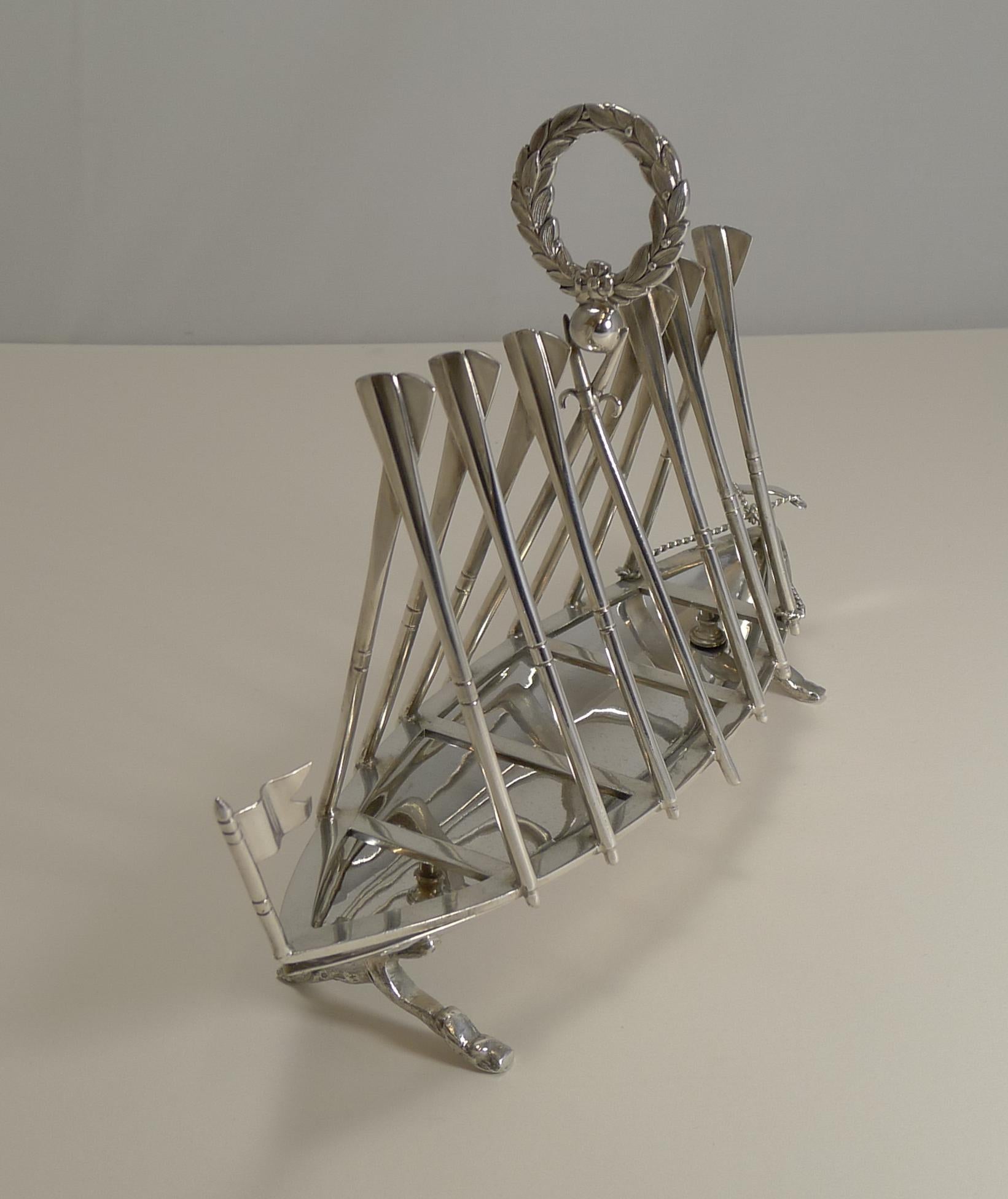 Silver Plate Rare Antique Novelty Toast Rack, Rowing Gig by Benetfink, London, circa 1880