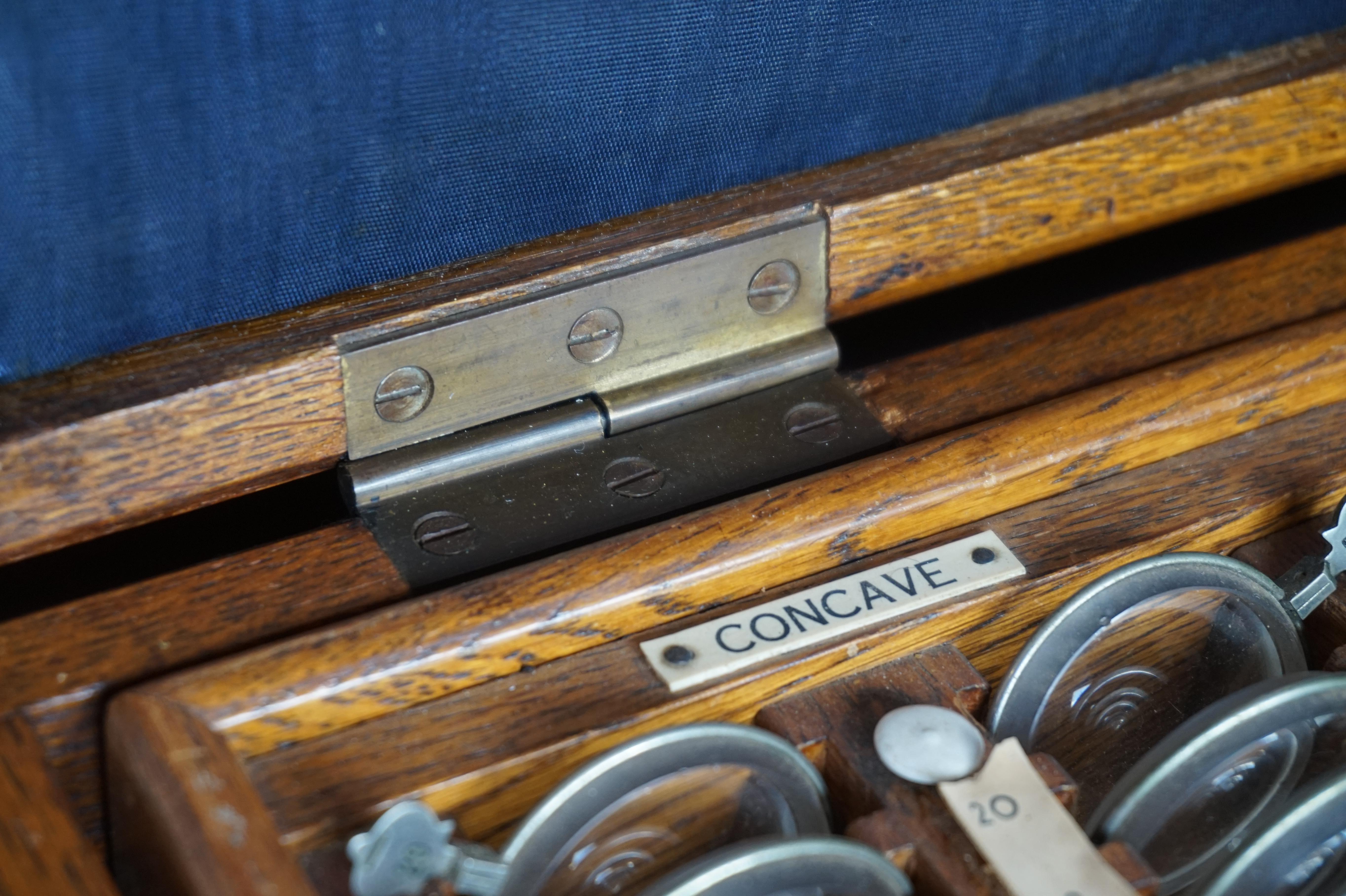 Rare Antique Oakwood Case with Optician Instruments for Eyesight Measurement 3