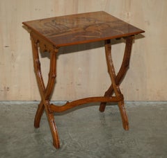 RARE ANTIQUE ORIGINAL EMILE GALLE SPECIMEN WOOD SiGNED TABLE WOODLAND SCENE