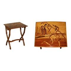 RARE ANTIQUE ORIGINAL EMILE GALLE SPECIMEN WOOD SiGNED TABLE WOODLAND SCENE
