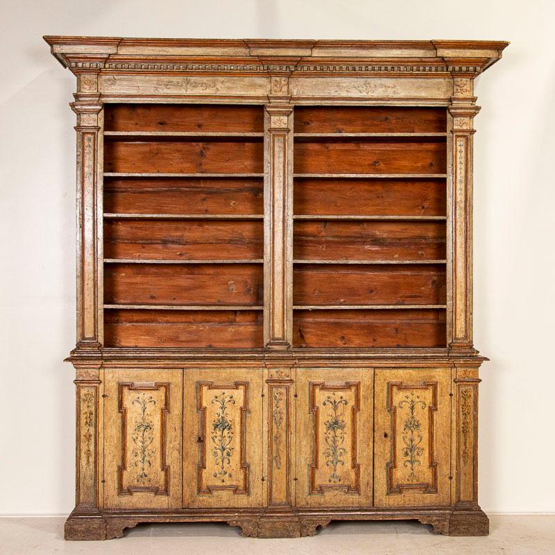Italian Rare Antique Original Painted Large Bookcase Display Cabinet, Italy Circa 1780-1