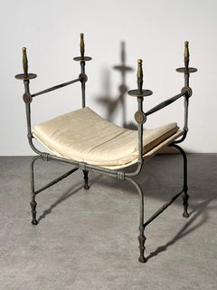 Rara Silla Antigua Oscar Bach de Hierro Forjado y Bronce de 1920