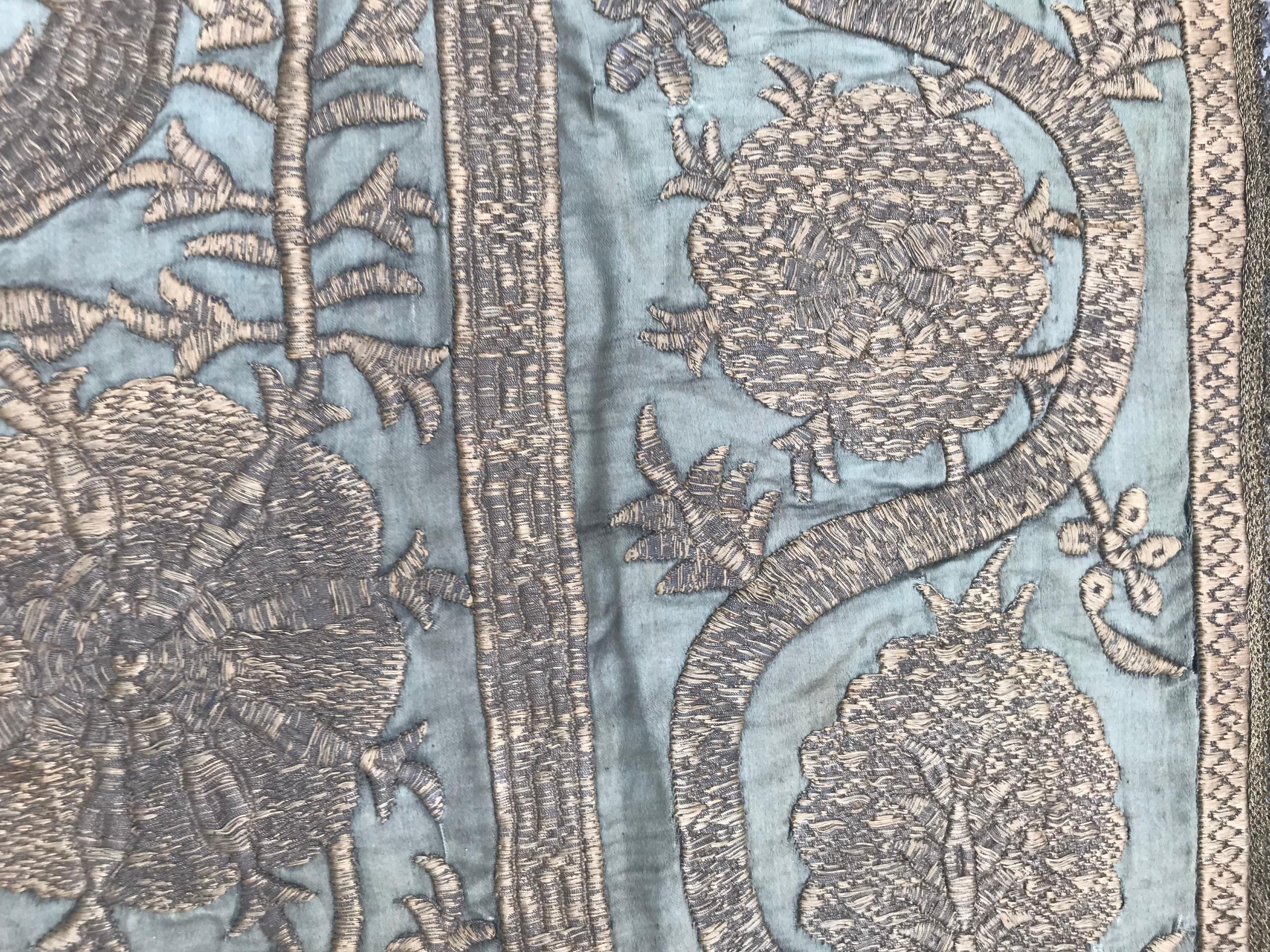 Bobyrug’s Rare Antique Ottoman Silk and Metal Embroidery For Sale 3