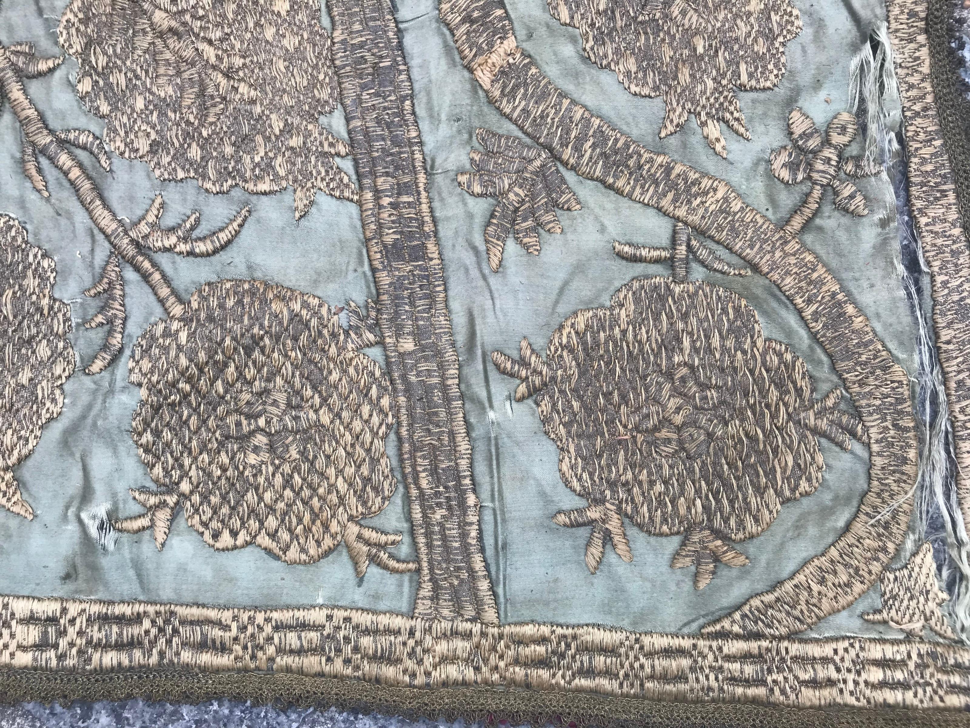 Turkish Bobyrug’s Rare Antique Ottoman Silk and Metal Embroidery For Sale