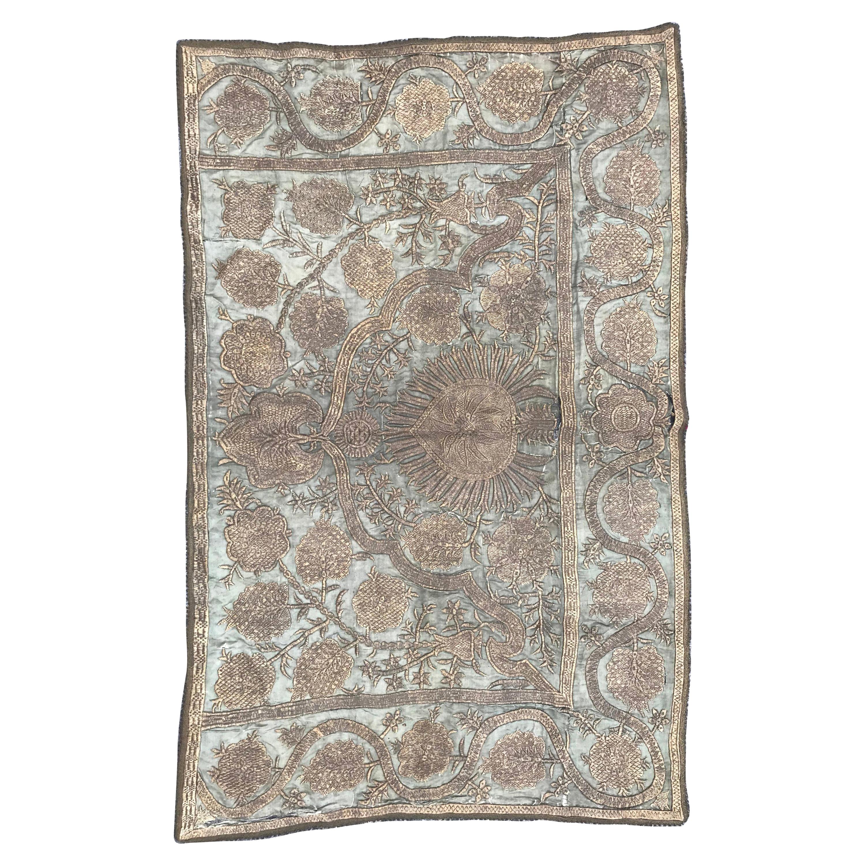 Bobyrug’s Rare Antique Ottoman Silk and Metal Embroidery