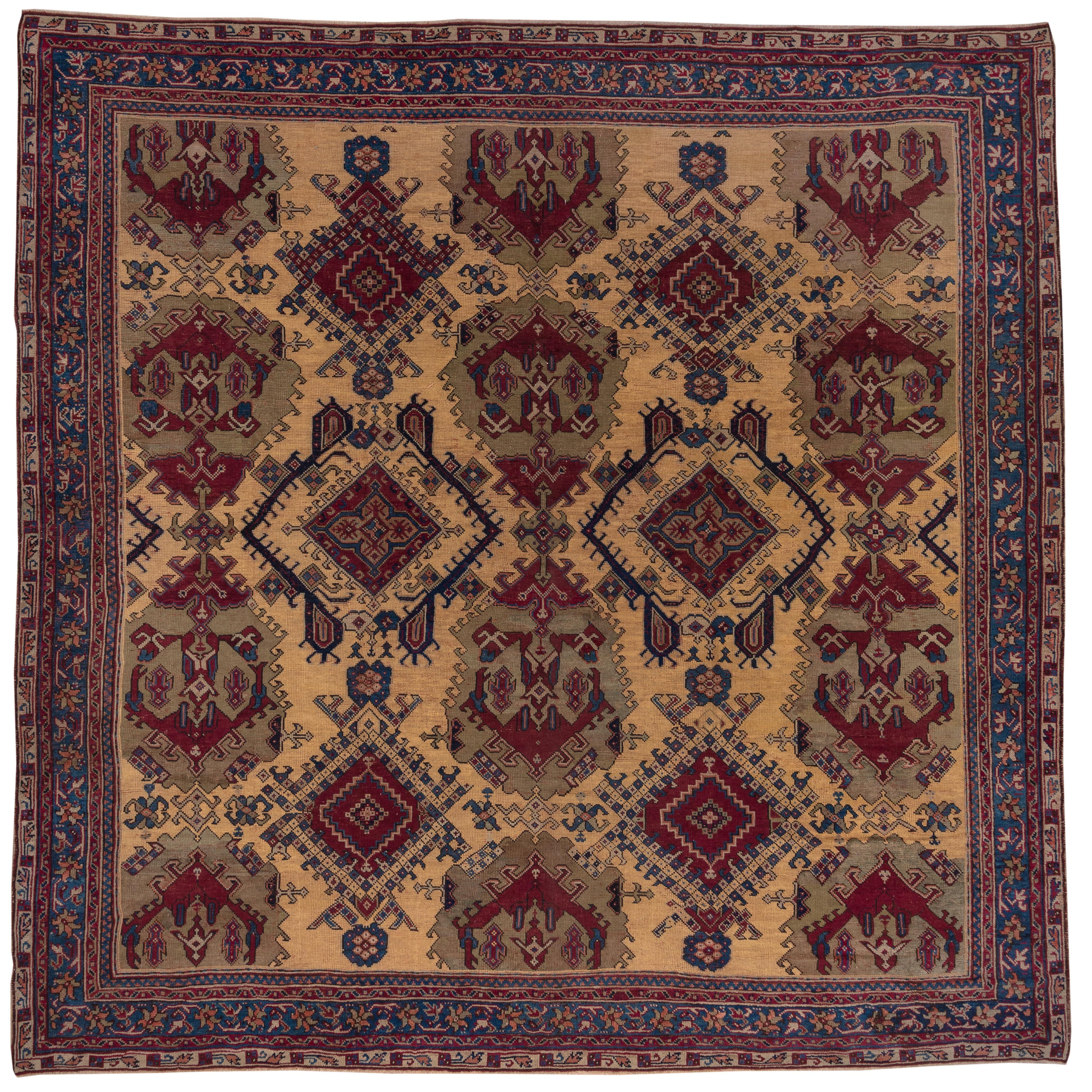 Magnifique tapis turc ancien d'Oushak, vers 1900