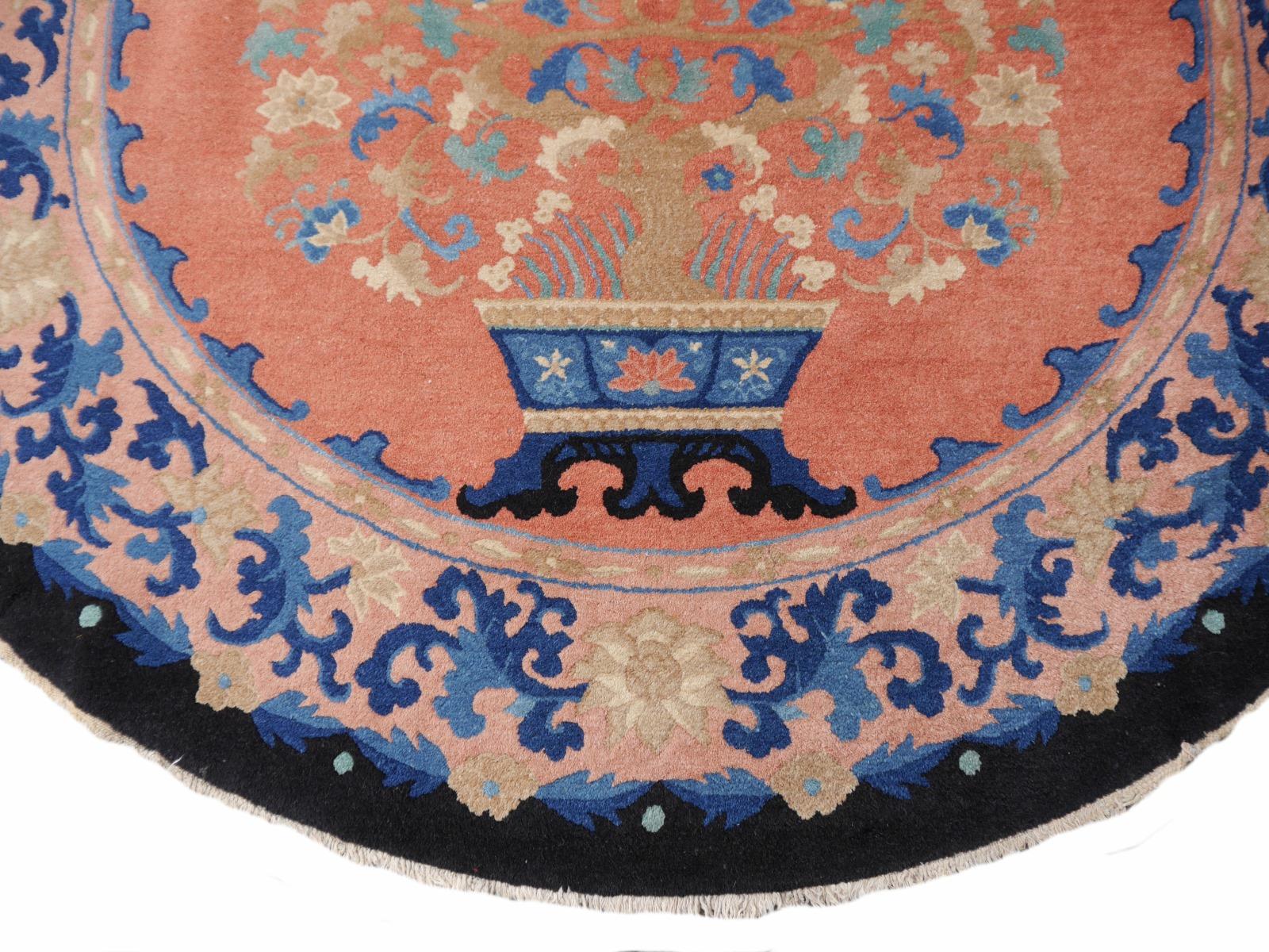 Rare Antique Oval Chinese Art Deco Rug In Good Condition In Lohr, Bavaria, DE