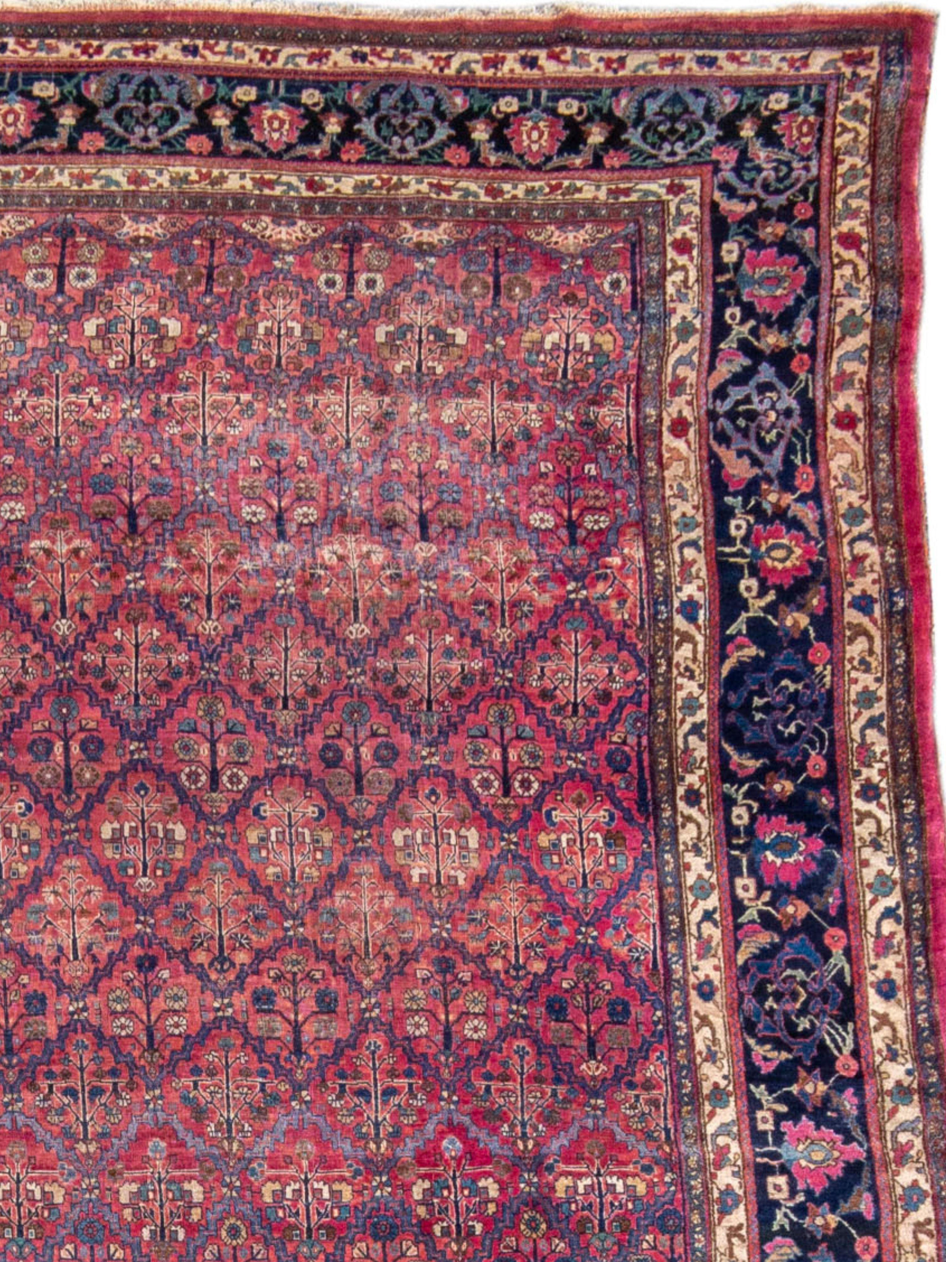Rara alfombra persa bidjar de gran tamaño en excelente estado, c. 1900 Anudado a mano en venta
