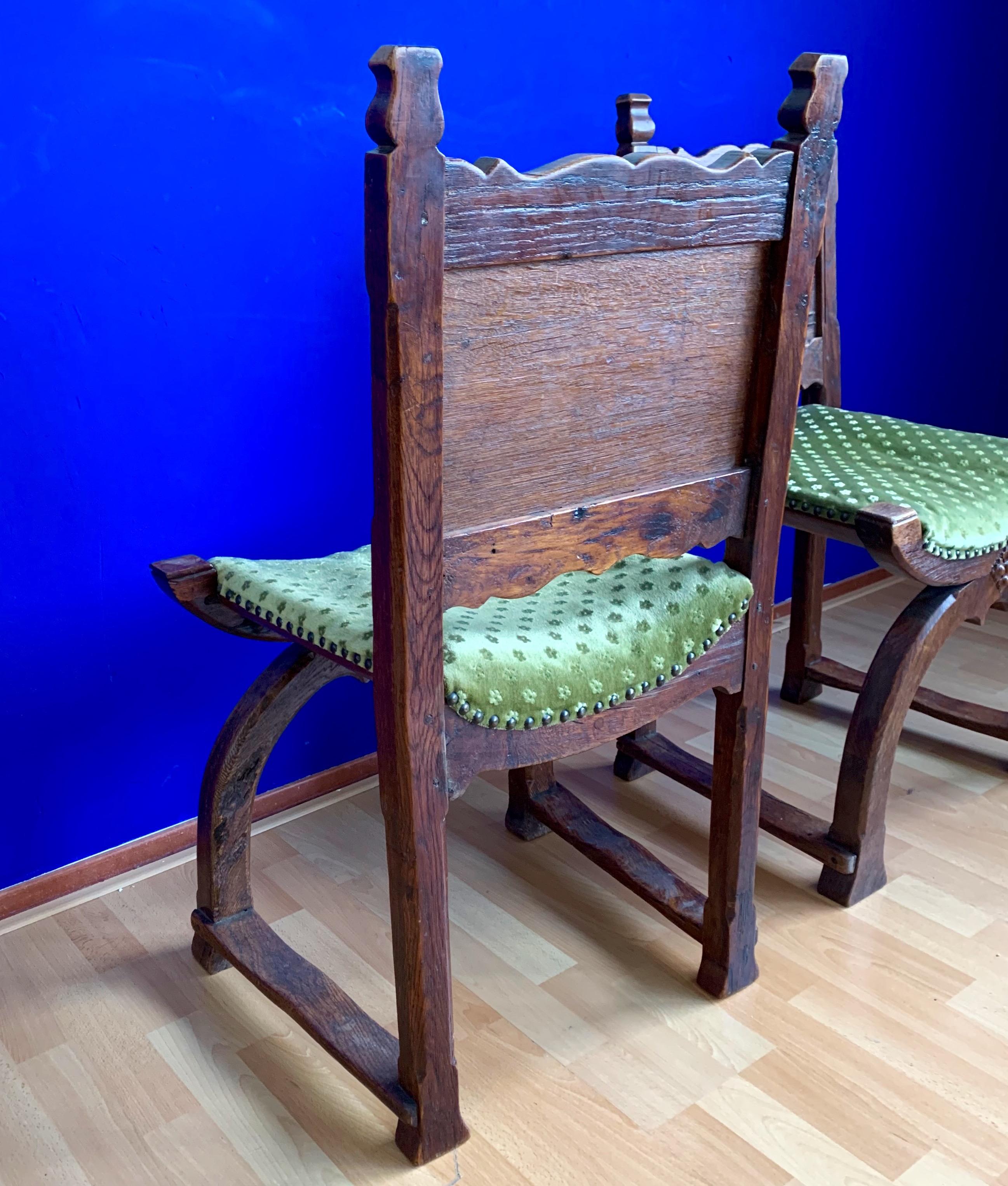 Rare Antique Pair of Gothic Revival and Medieval Style Cloister or Church Chairs For Sale 7