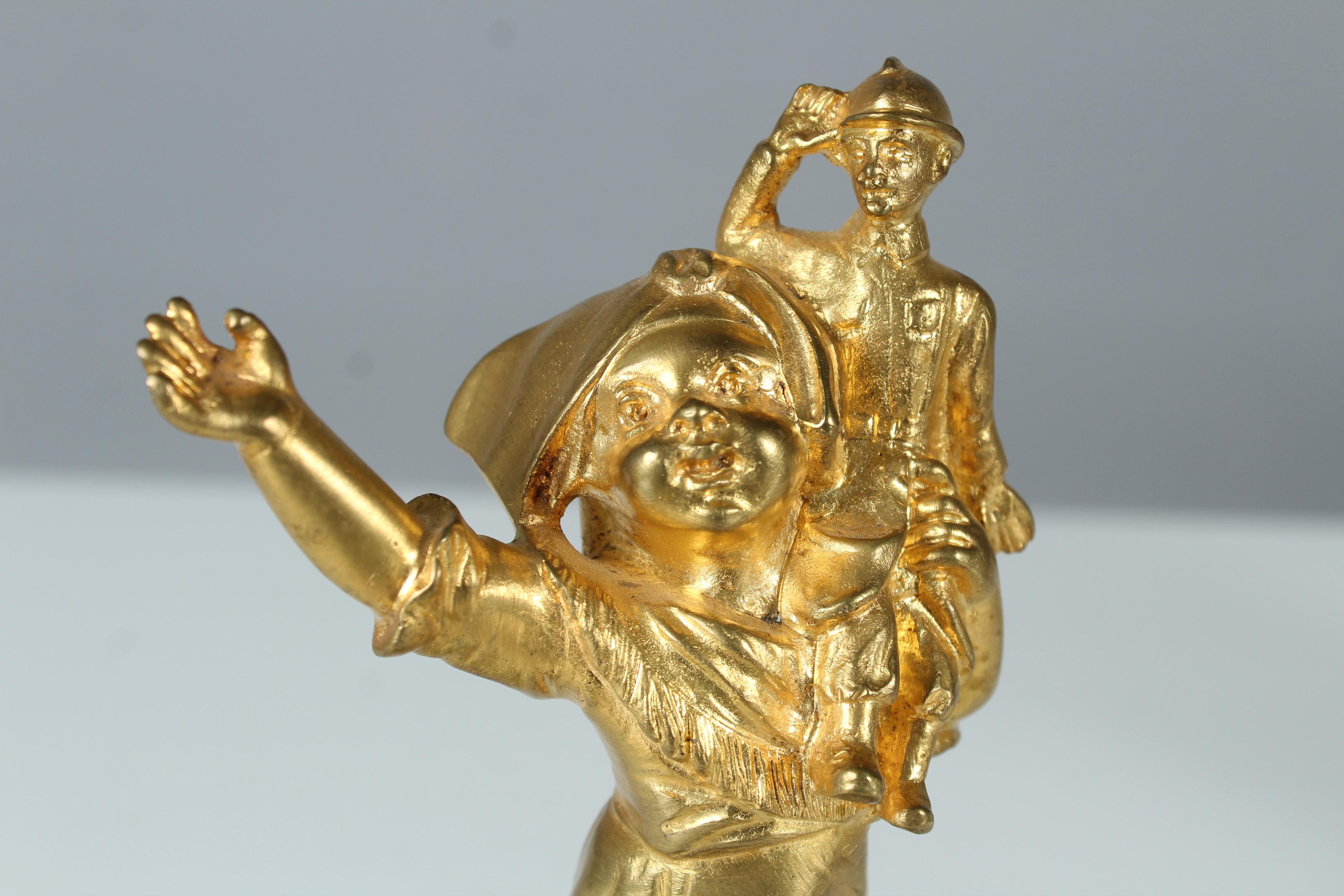 Rare Antique Pair of Sculptures, Bronze Dorée, Vive La France, Signed G. Flamend For Sale 9