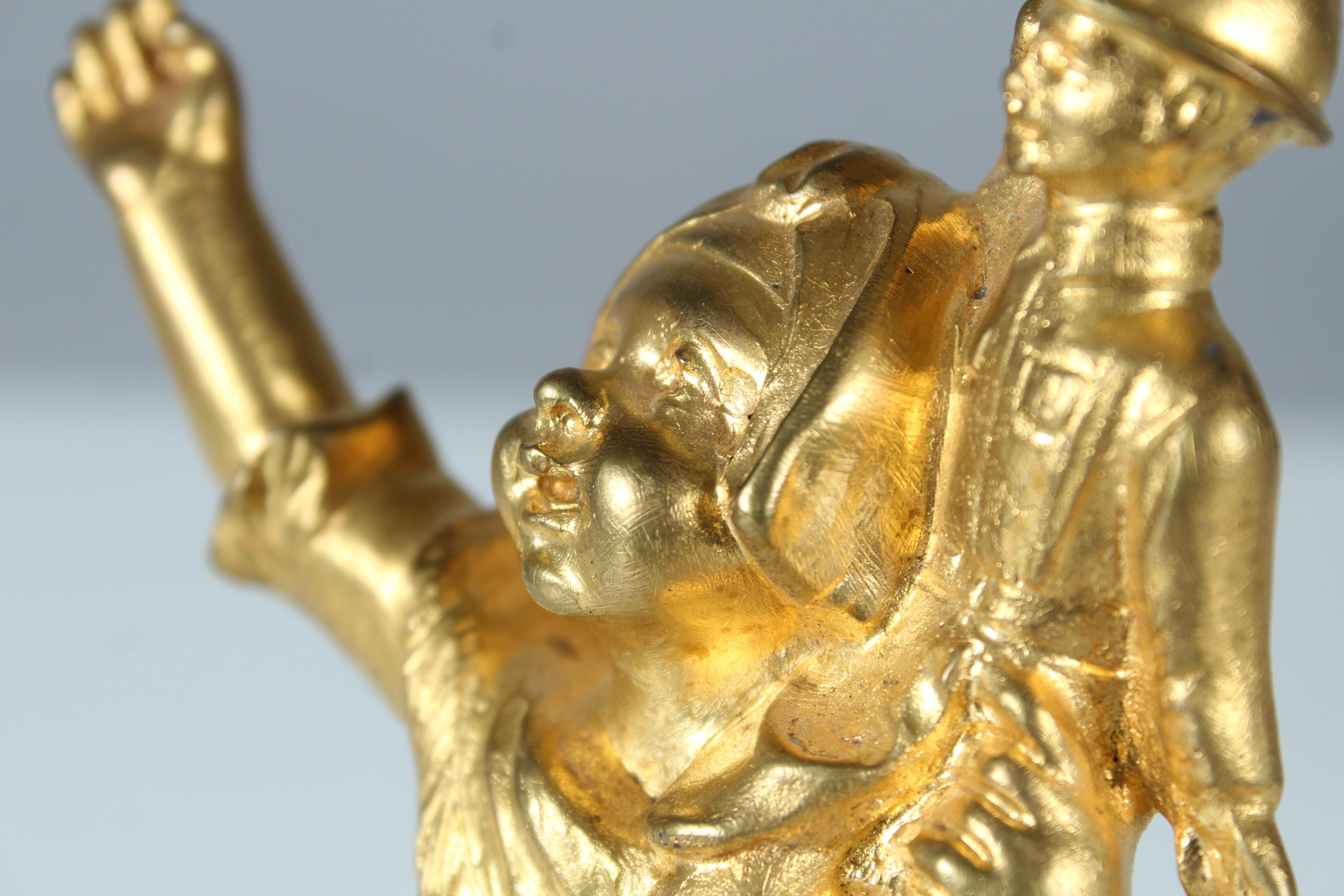 Rare Antique Pair of Sculptures, Bronze Dorée, Vive La France, Signed G. Flamend For Sale 10
