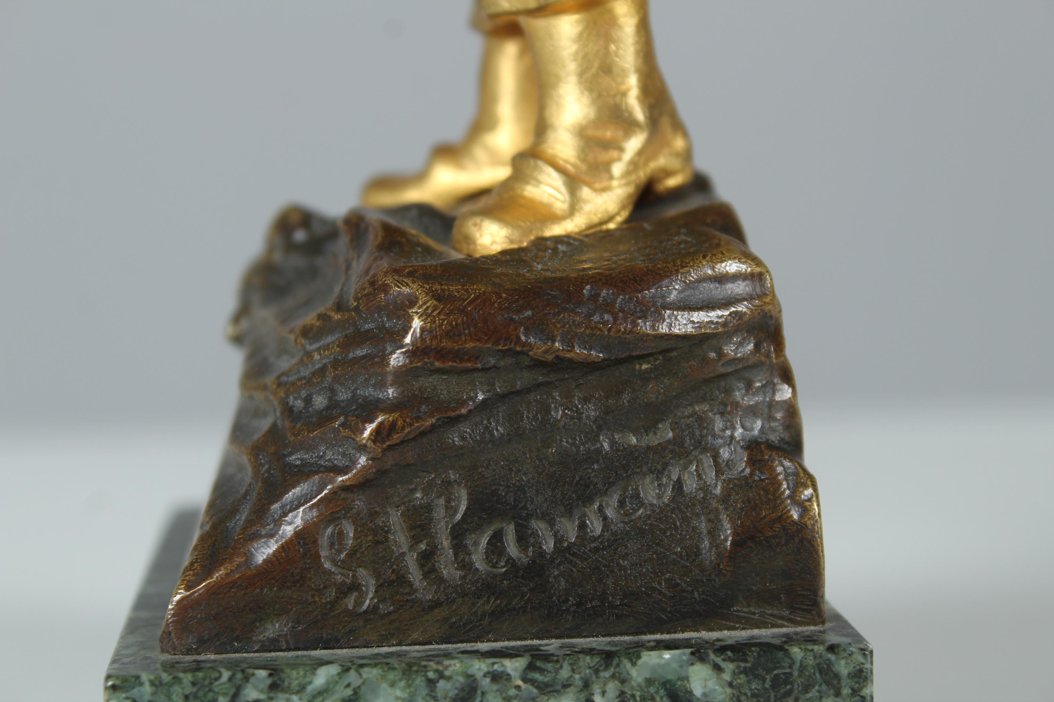 Rare Antique Pair of Sculptures, Bronze Dorée, Vive La France, Signed G. Flamend For Sale 12