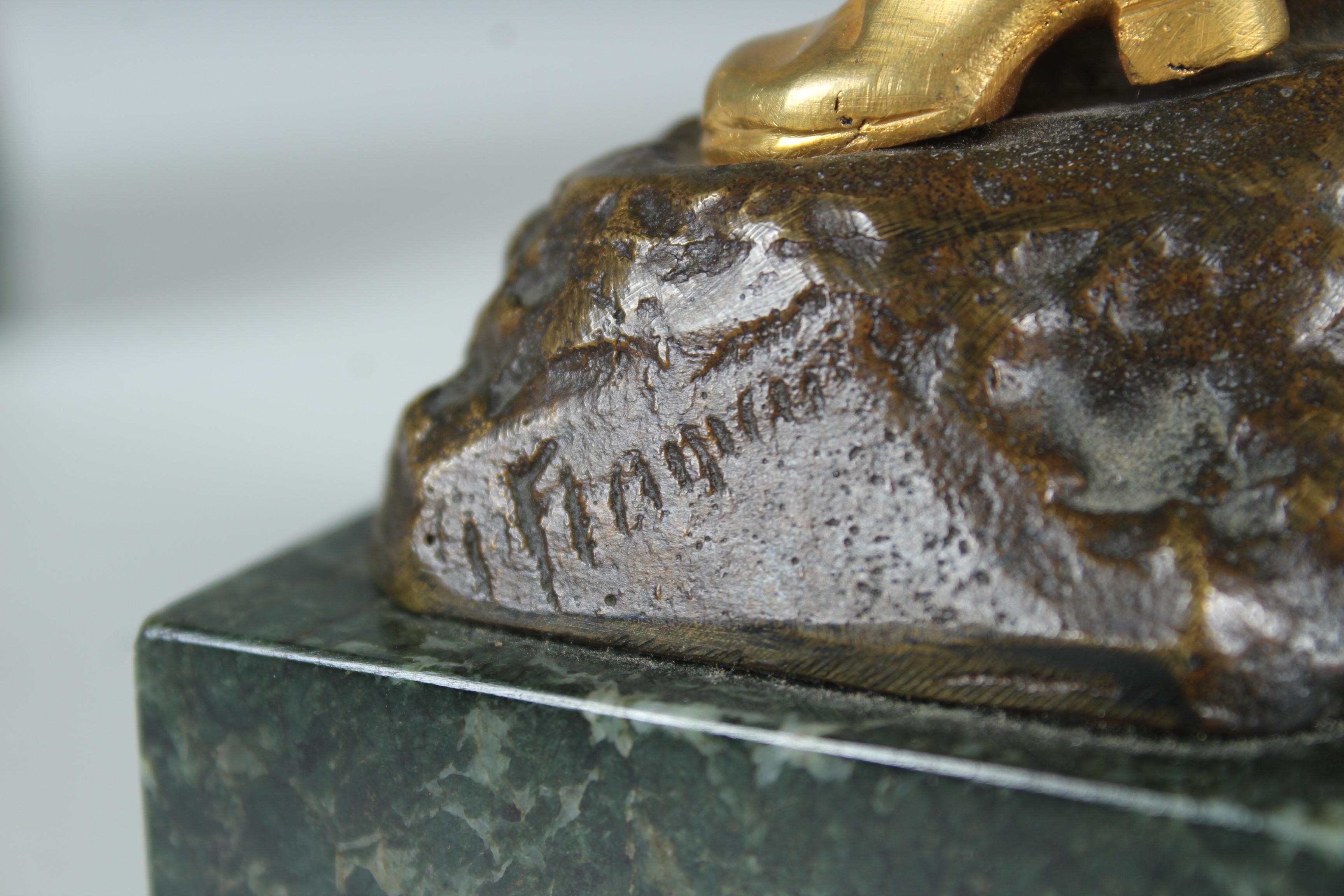 Rare Antique Pair of Sculptures, Bronze Dorée, Vive La France, Signed G. Flamend For Sale 13