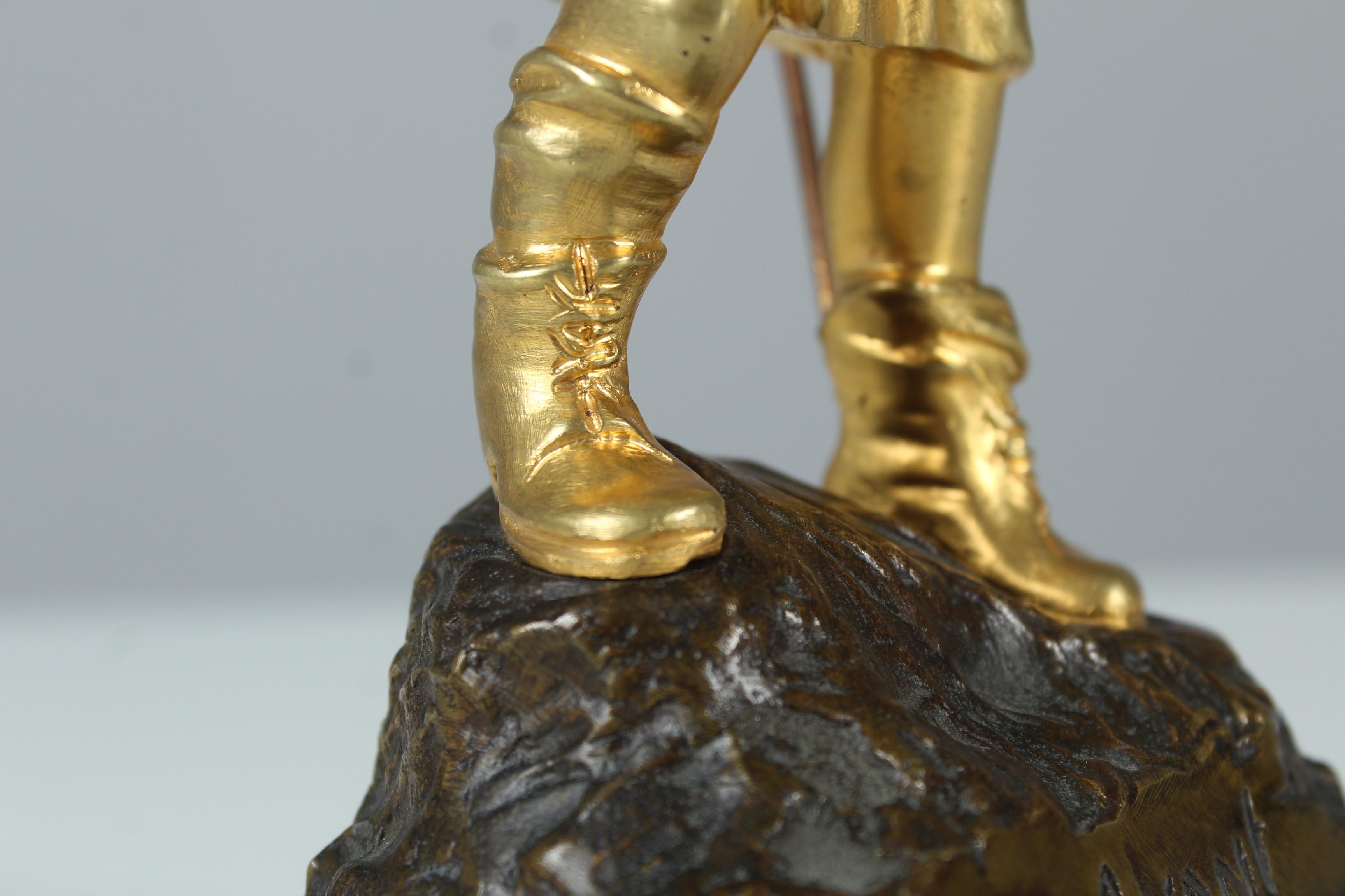 Rare Antique Pair of Sculptures, Bronze Dorée, Vive La France, Signed G. Flamend For Sale 2