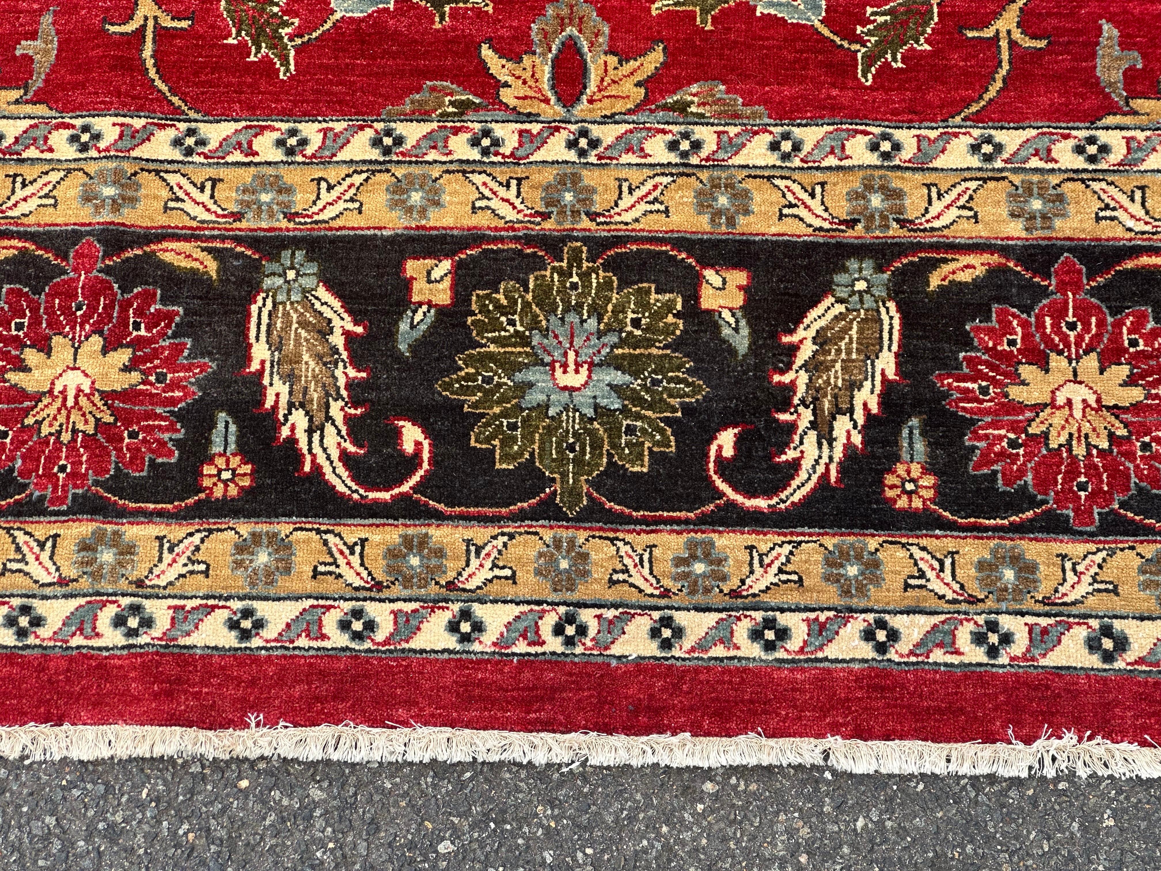 Rare Antique Palace Size 12 x 18 Navy Green Red Yellow and Peach Oushak Rug For Sale 4