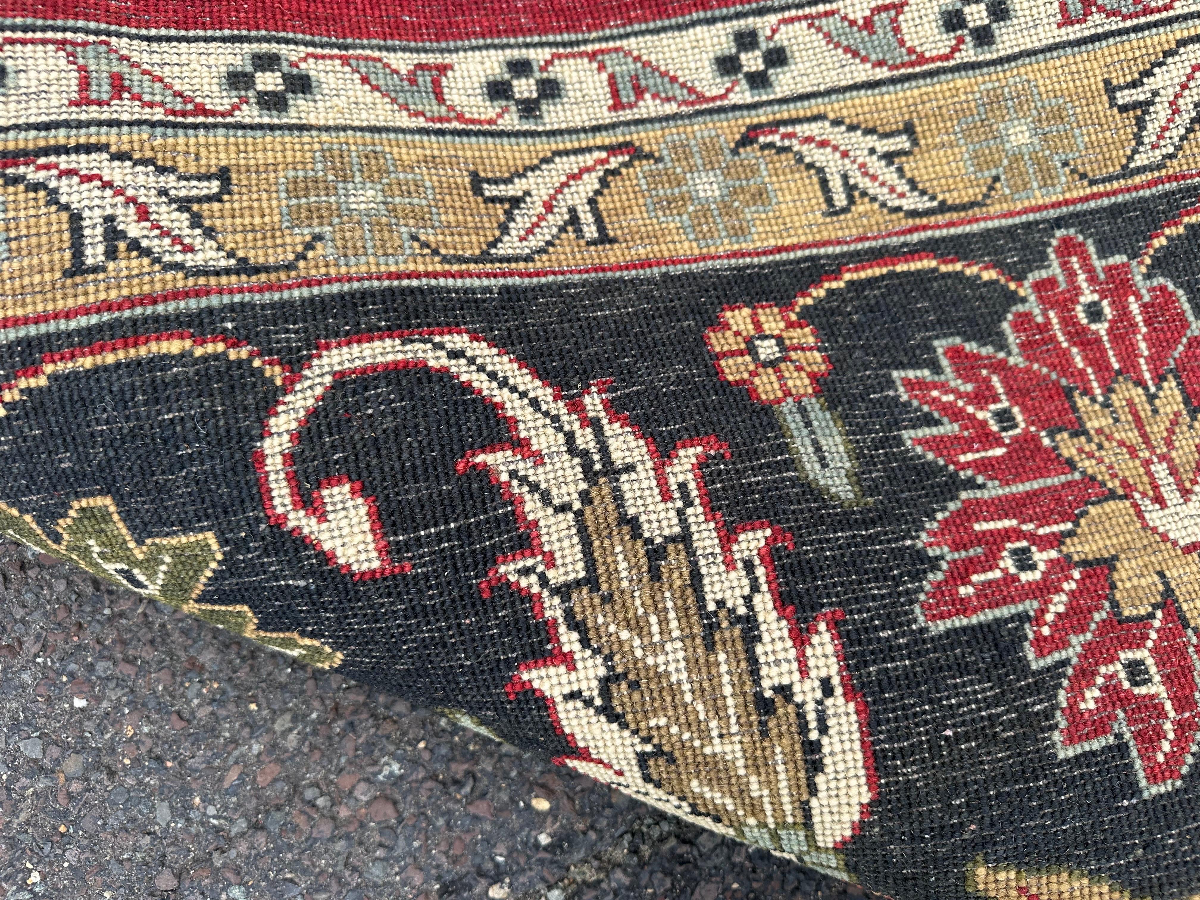 Rare Antique Palace Size 12 x 18 Navy Green Red Yellow and Peach Oushak Rug For Sale 13