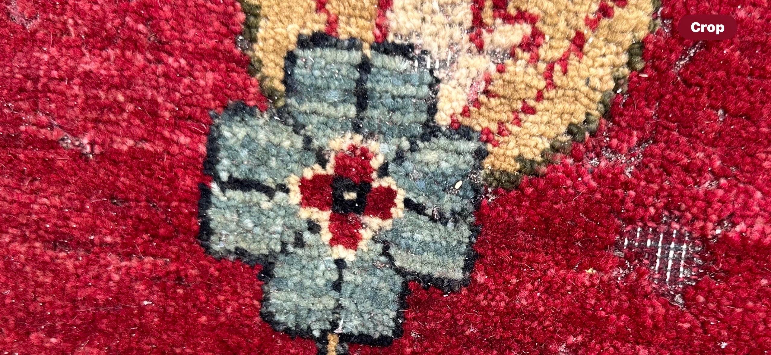Early 20th Century Rare Antique Palace Size 12 x 18 Navy Green Red Yellow and Peach Oushak Rug For Sale