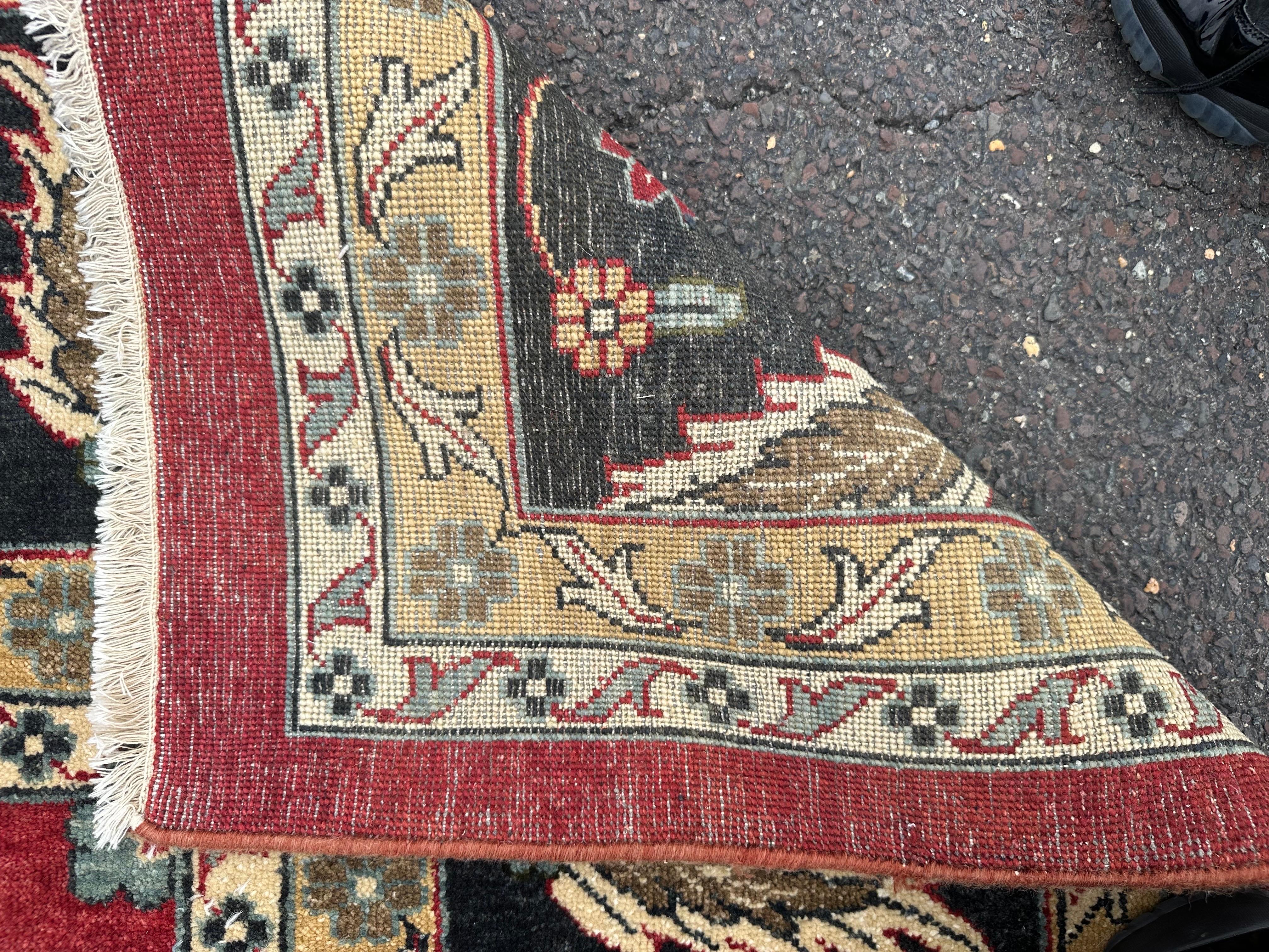 Wool Rare Antique Palace Size 12 x 18 Navy Green Red Yellow and Peach Oushak Rug For Sale