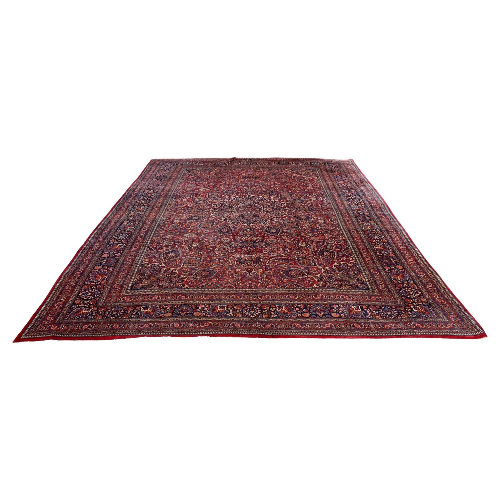 Azerbaïdjanais Rare tapis ancien de taille palais à motif ardabil noué à la main en pure laine d'agneau en vente