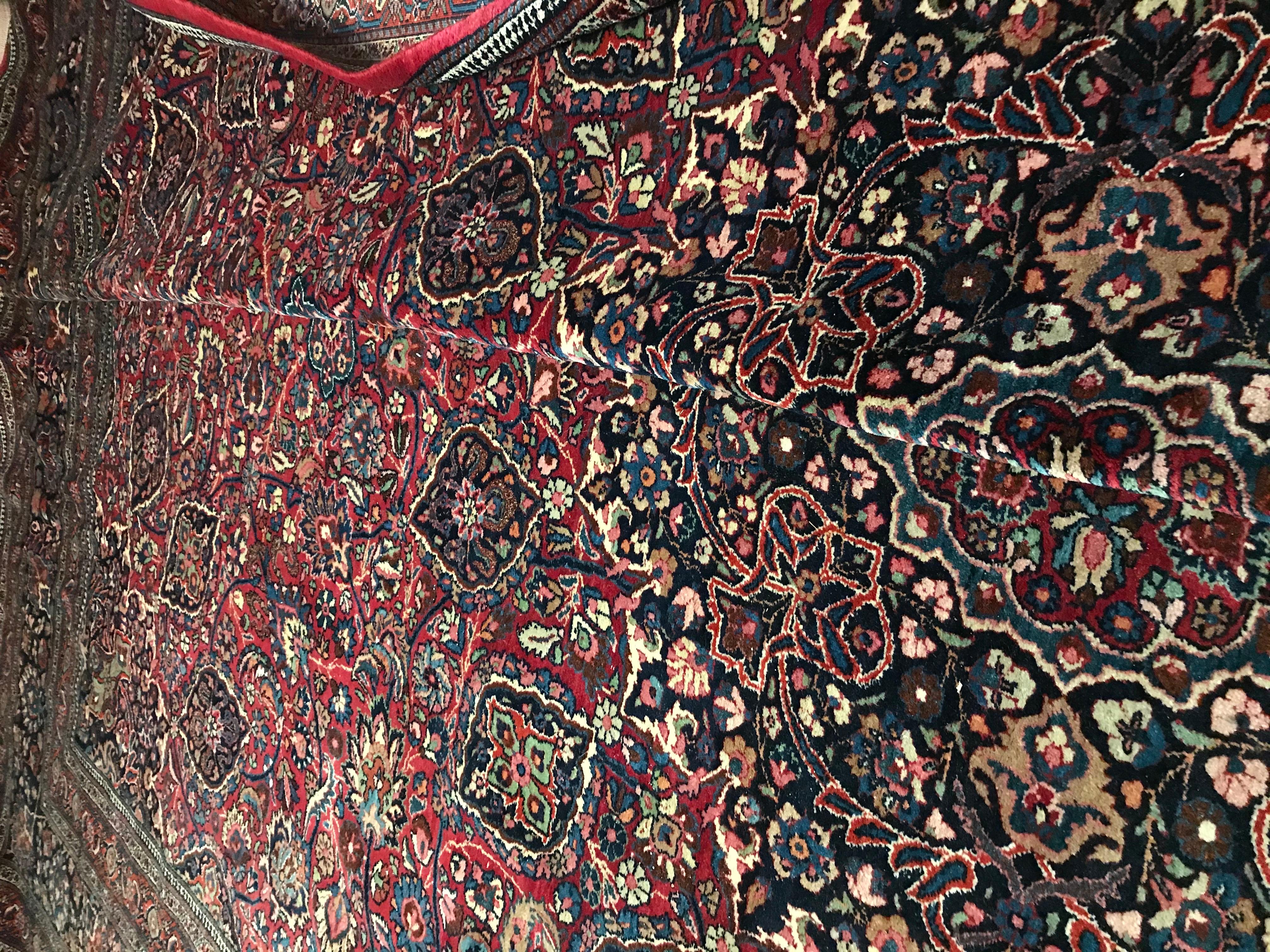 Début du 20ème siècle Rare tapis ancien de taille palais à motif ardabil noué à la main en pure laine d'agneau en vente
