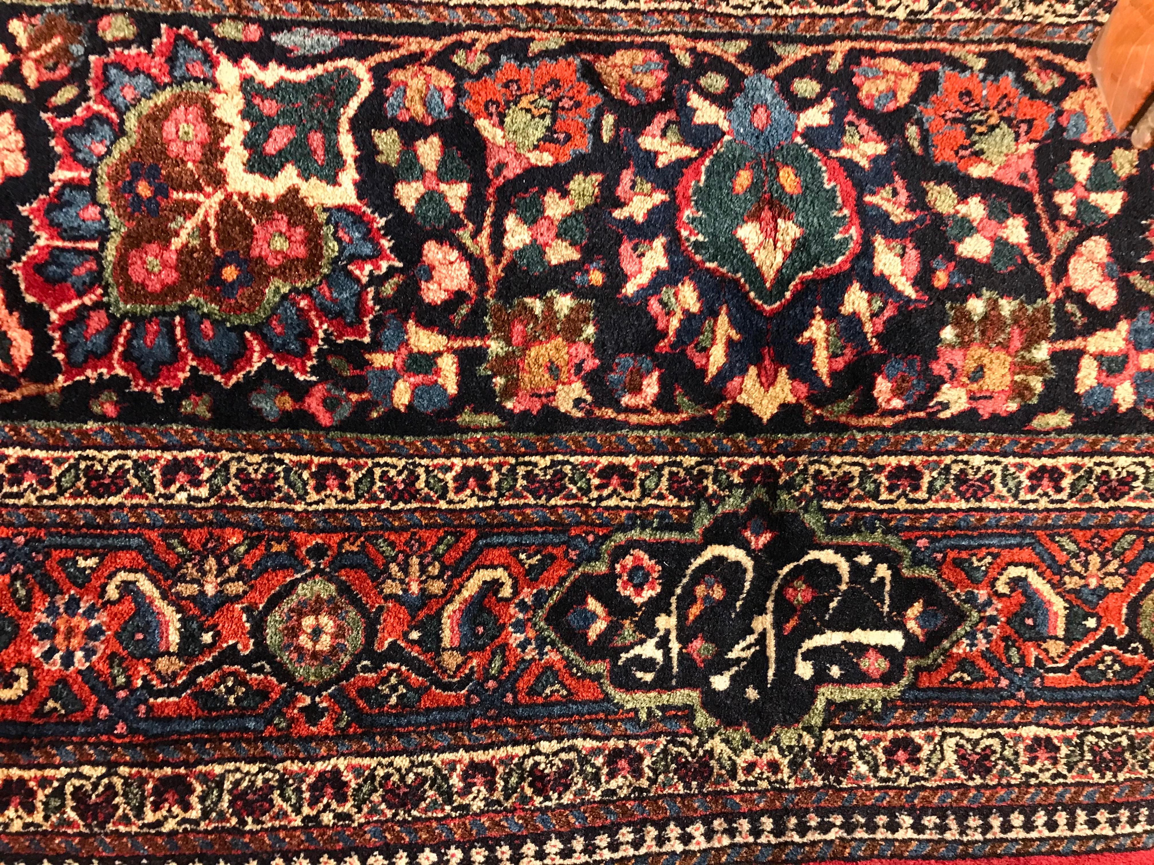 Rare tapis ancien de taille palais à motif ardabil noué à la main en pure laine d'agneau en vente 1
