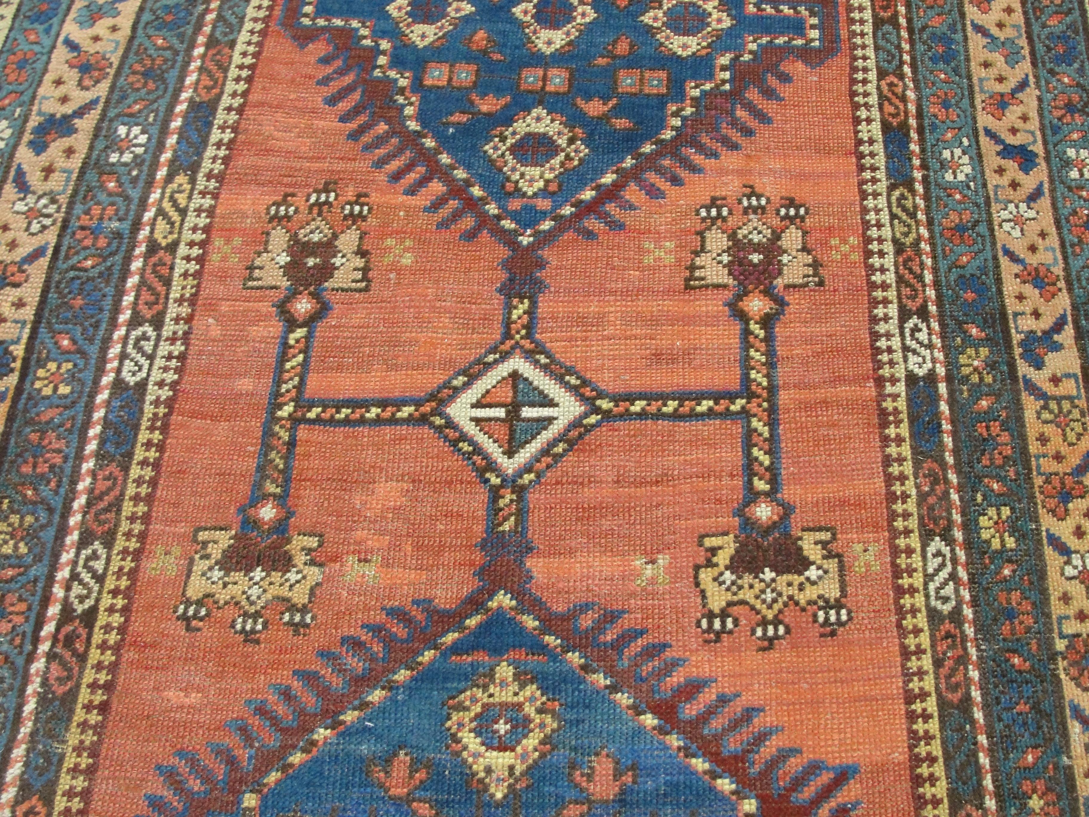 Hand-Woven  Antique Persian Afshar Rug, 4'1