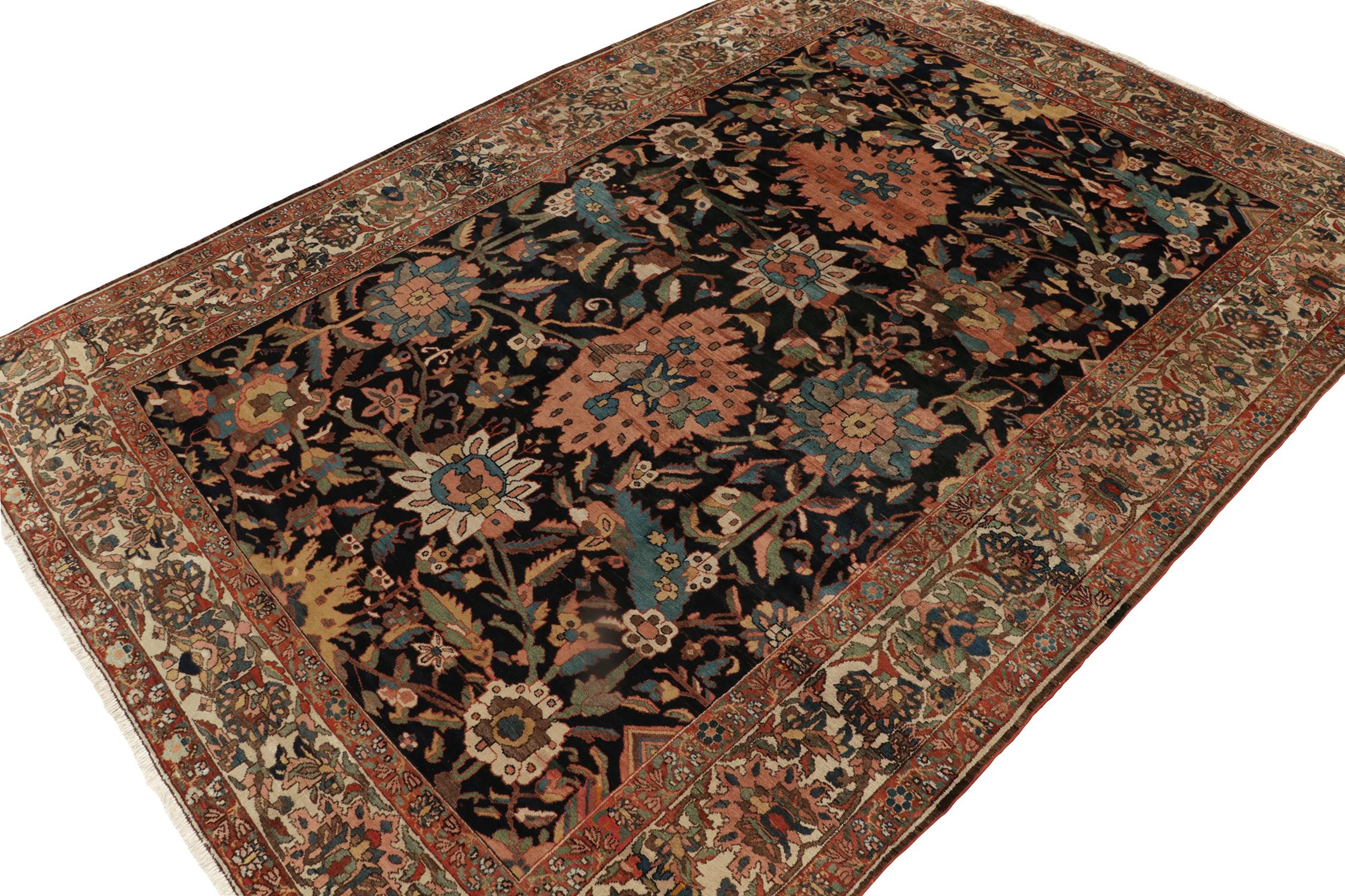 Newly unveiled from Rug & Kilim’s Antique & Vintage Collection, an extremely rare 12x16 antique Persian rug of Bakhtiari provenance. 

Hand-knotted in wool circa 1910-1920, the gorgeous floral patterns flourish in a play of red, blue with pink &