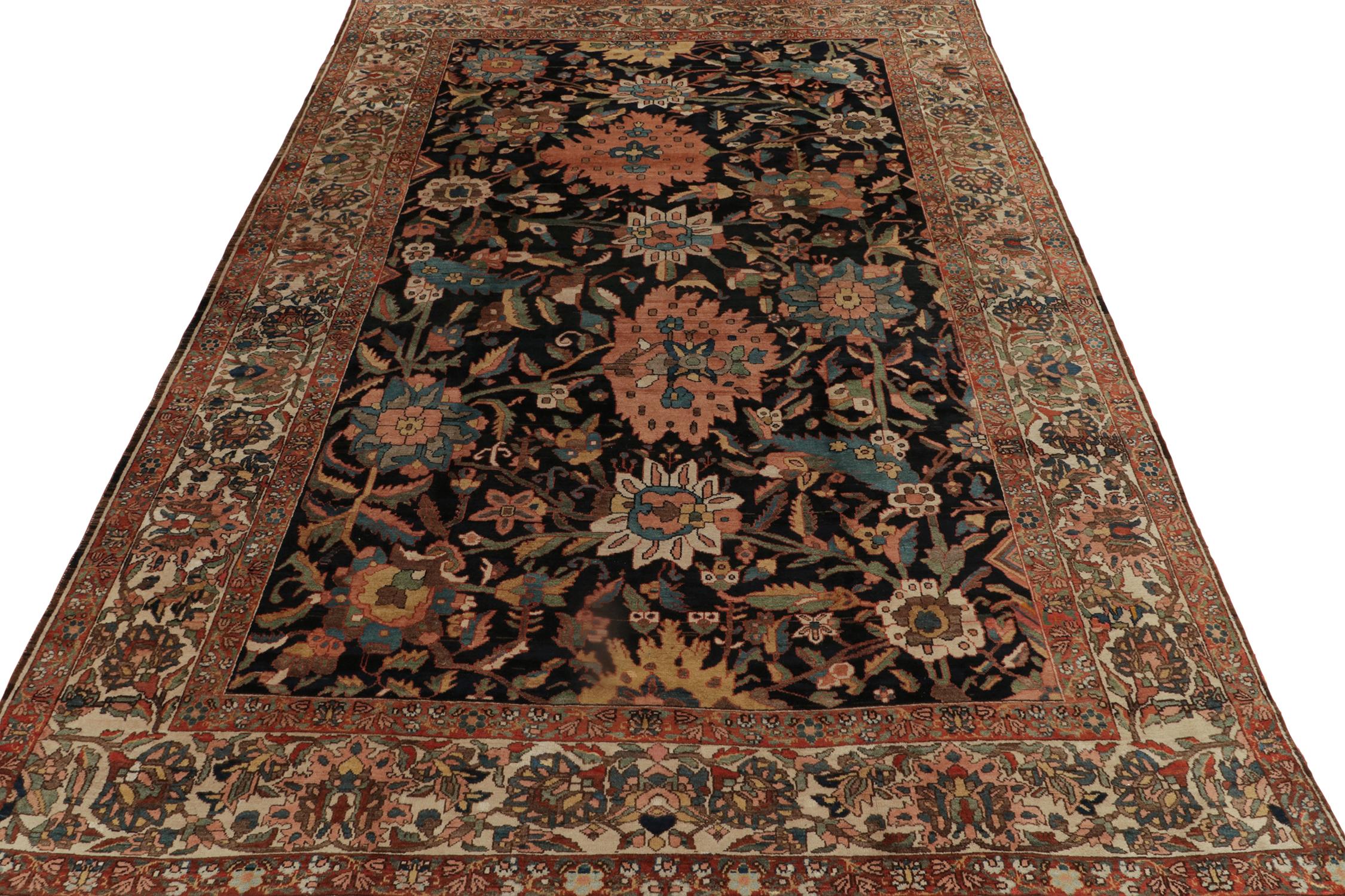 Other Rare Antique Persian Bakhtiari Rug in Red, Black Floral Patterns by Rug & Kilim For Sale