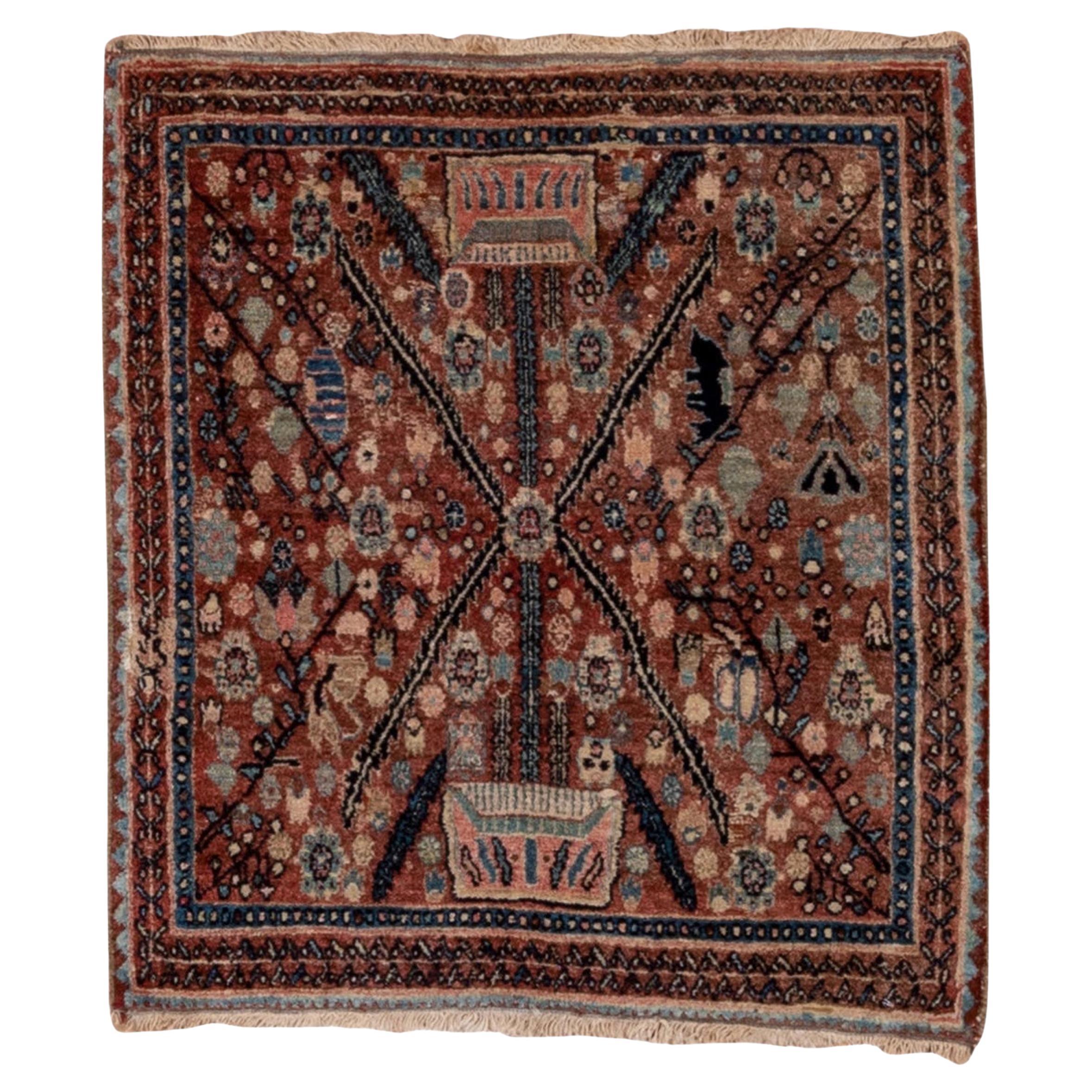 Rare Antique Persian Bidjar Mat For Sale