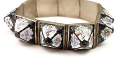 Rare antique Persian bracelet, sugarloaf cabochon, enamelled