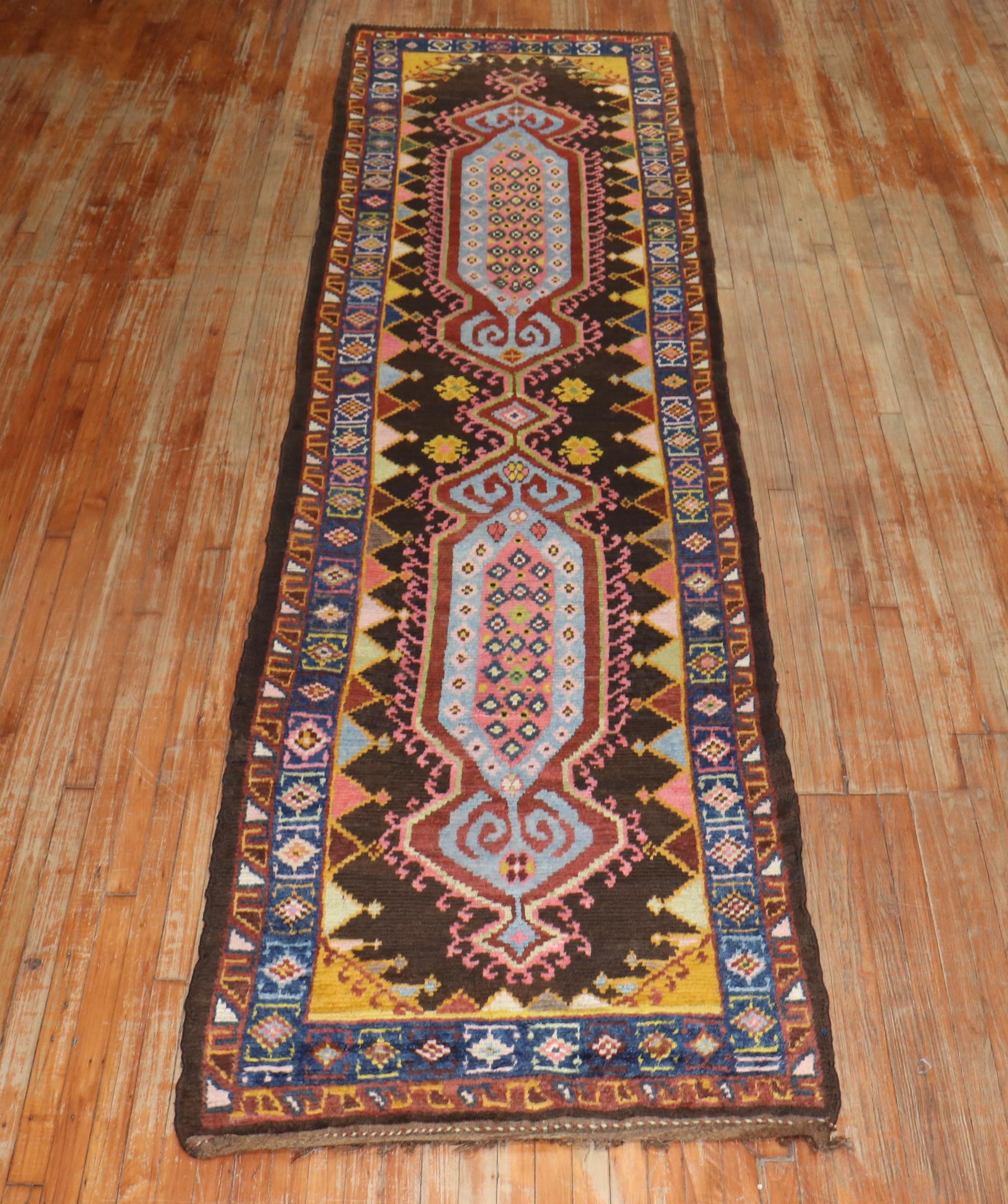 An early 20th century Persian Gabbeh rare size runner originating from the JP WILLBORG collection in Europe

Measures: 3'5'' x 13'2''.