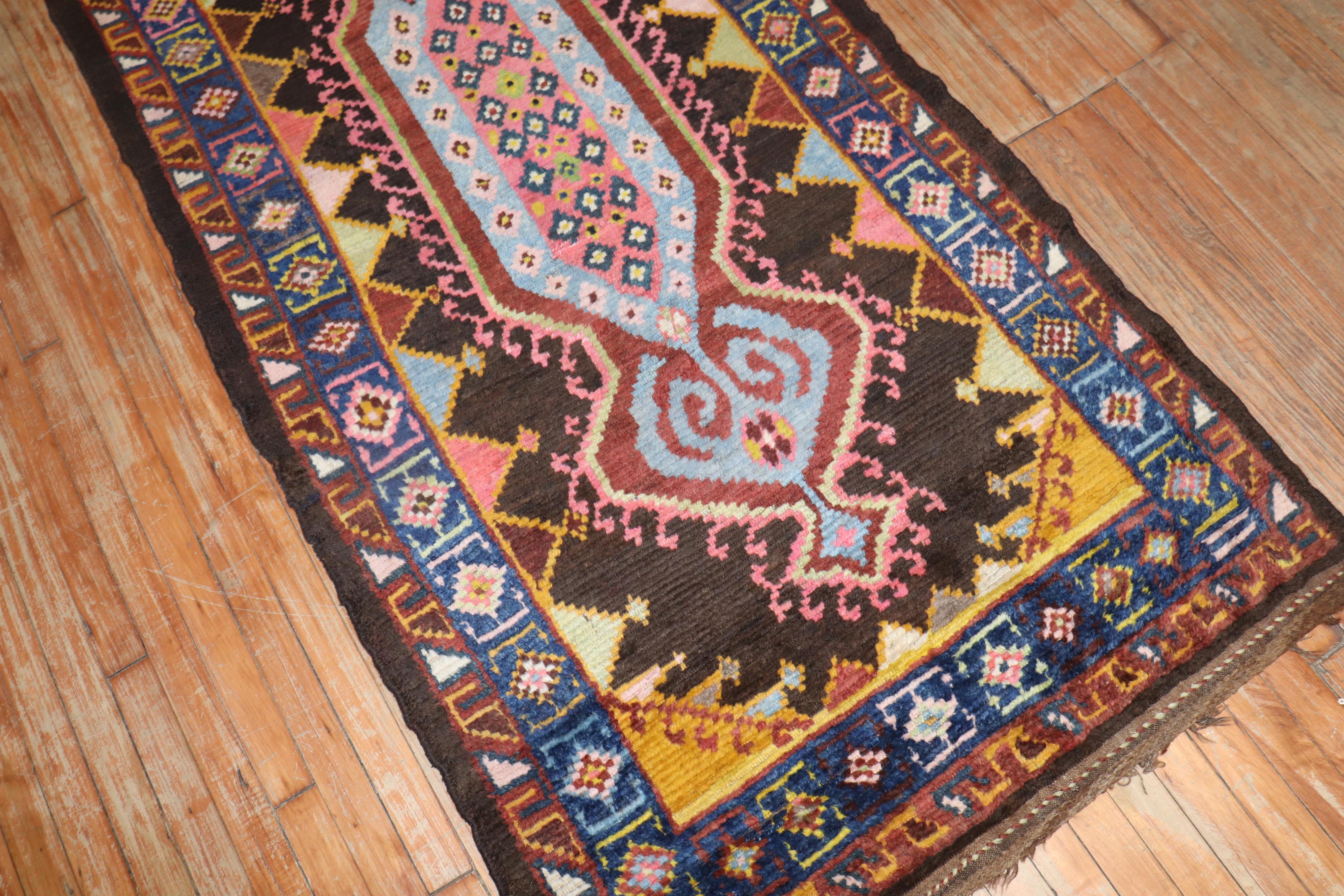 Hand-Knotted Rare Antique Persian Gabbeh Runner For Sale