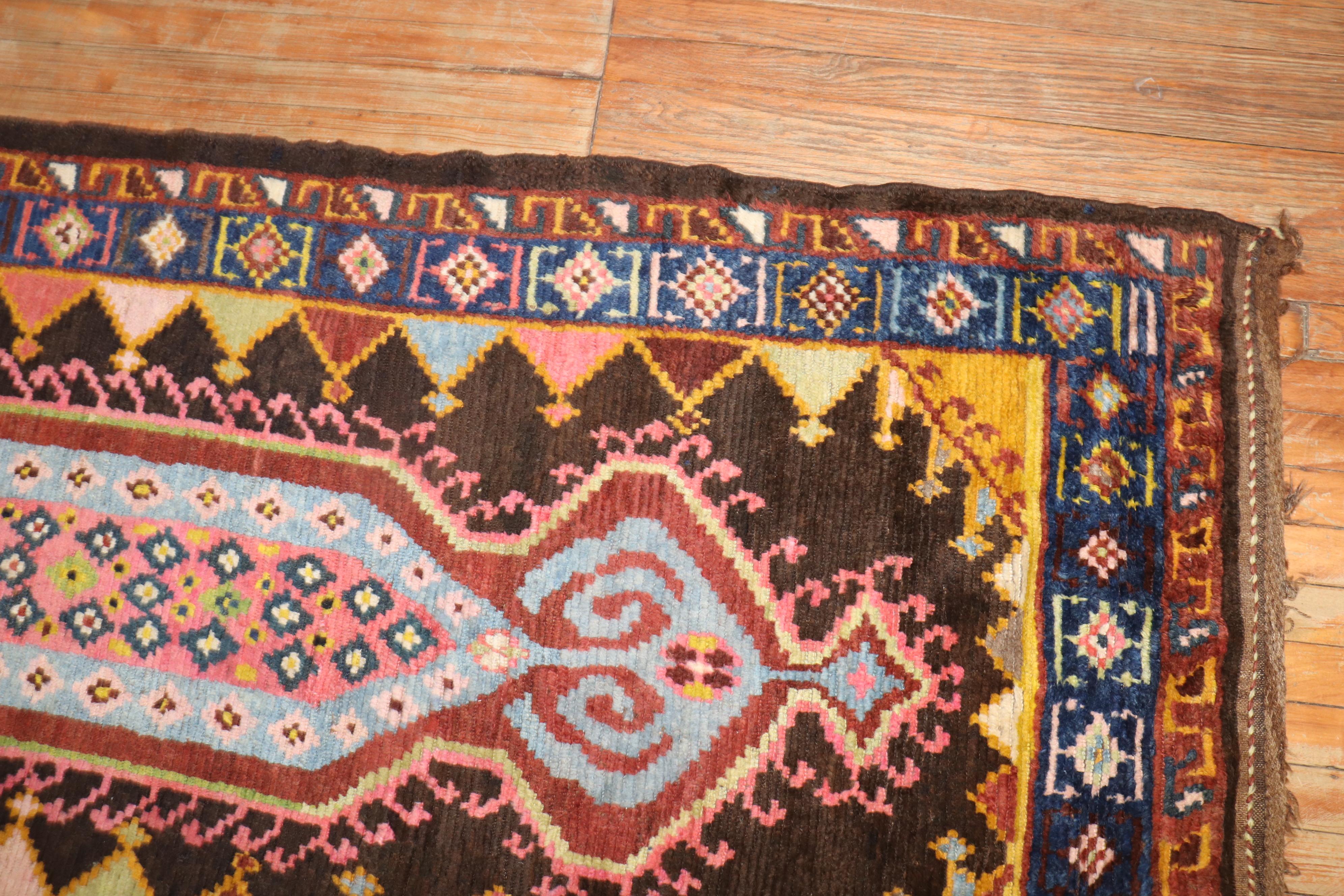 Wool Rare Antique Persian Gabbeh Runner For Sale
