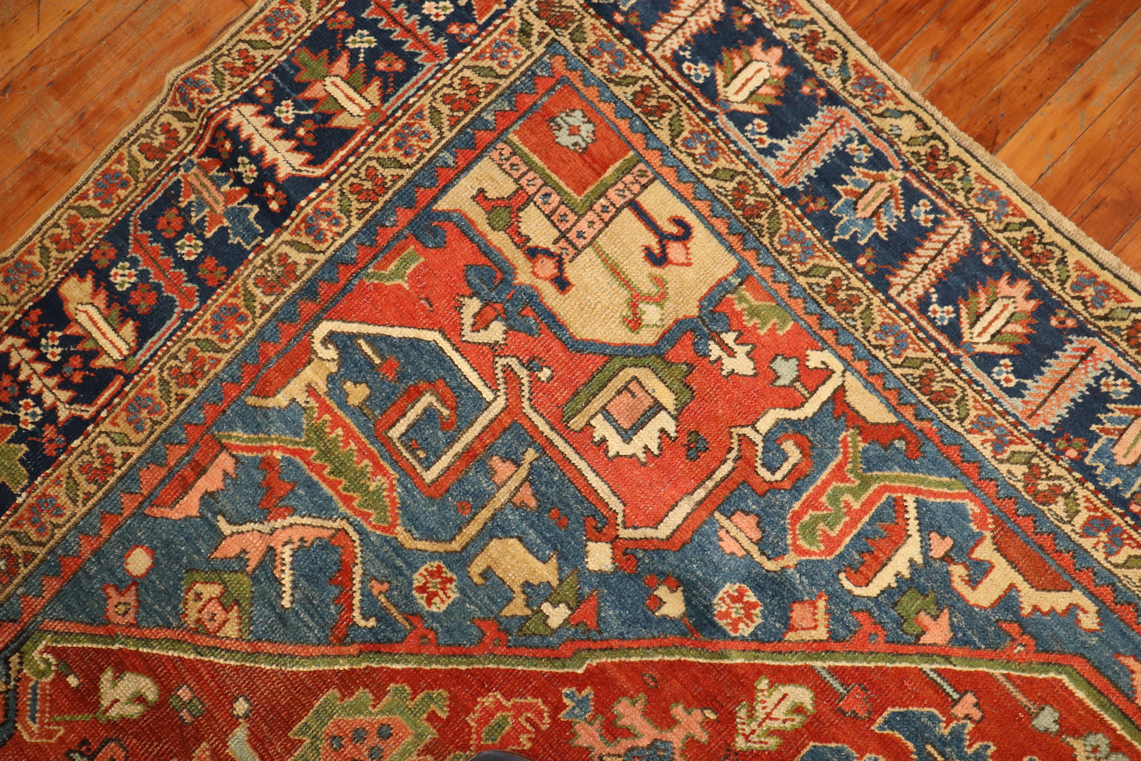 20th Century Rare Antique Persian Heriz Square Room Size Rug