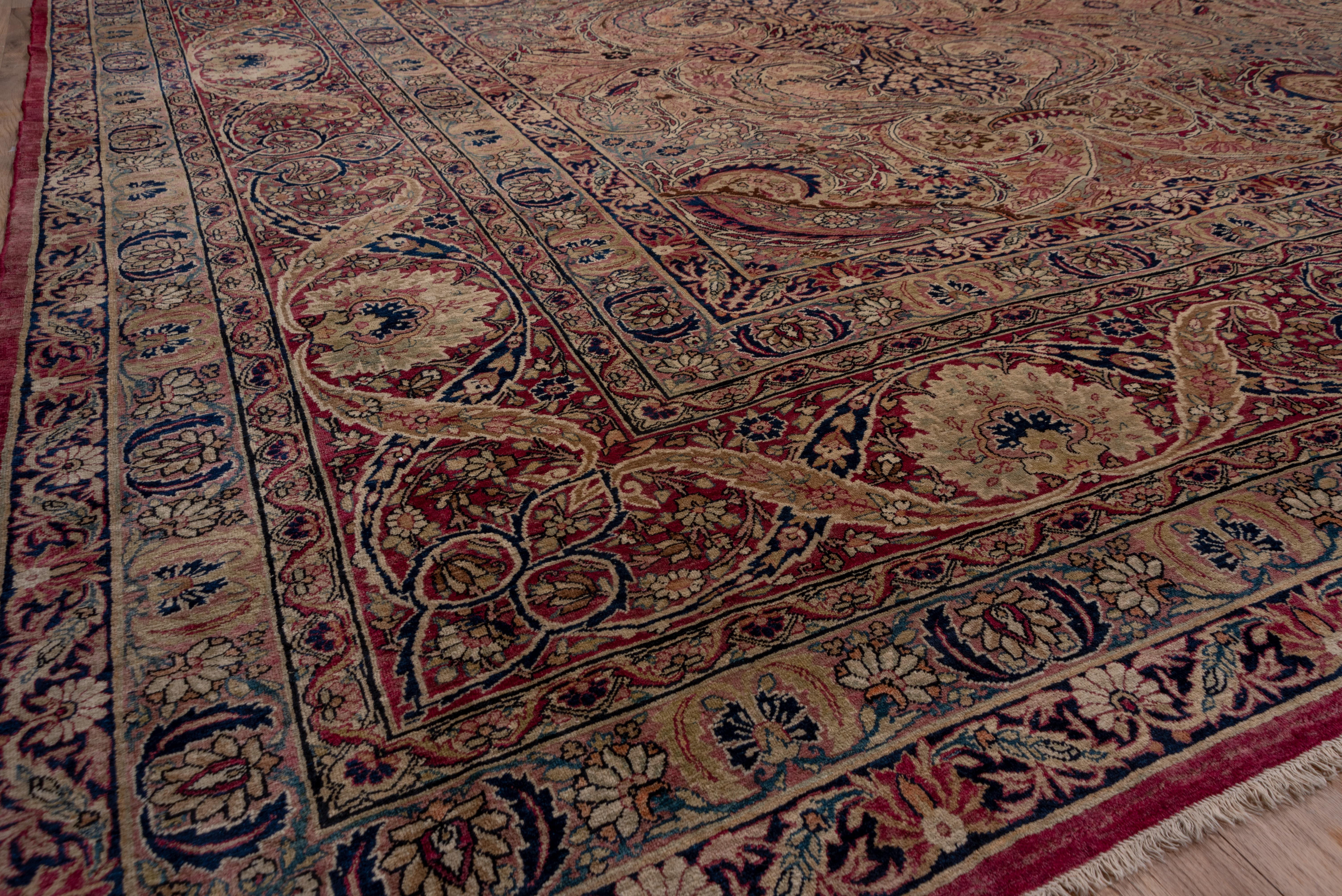 Kirman Rare Antique Persian Lavar Kerman Workshop Carpet, Allover Field, Colorful