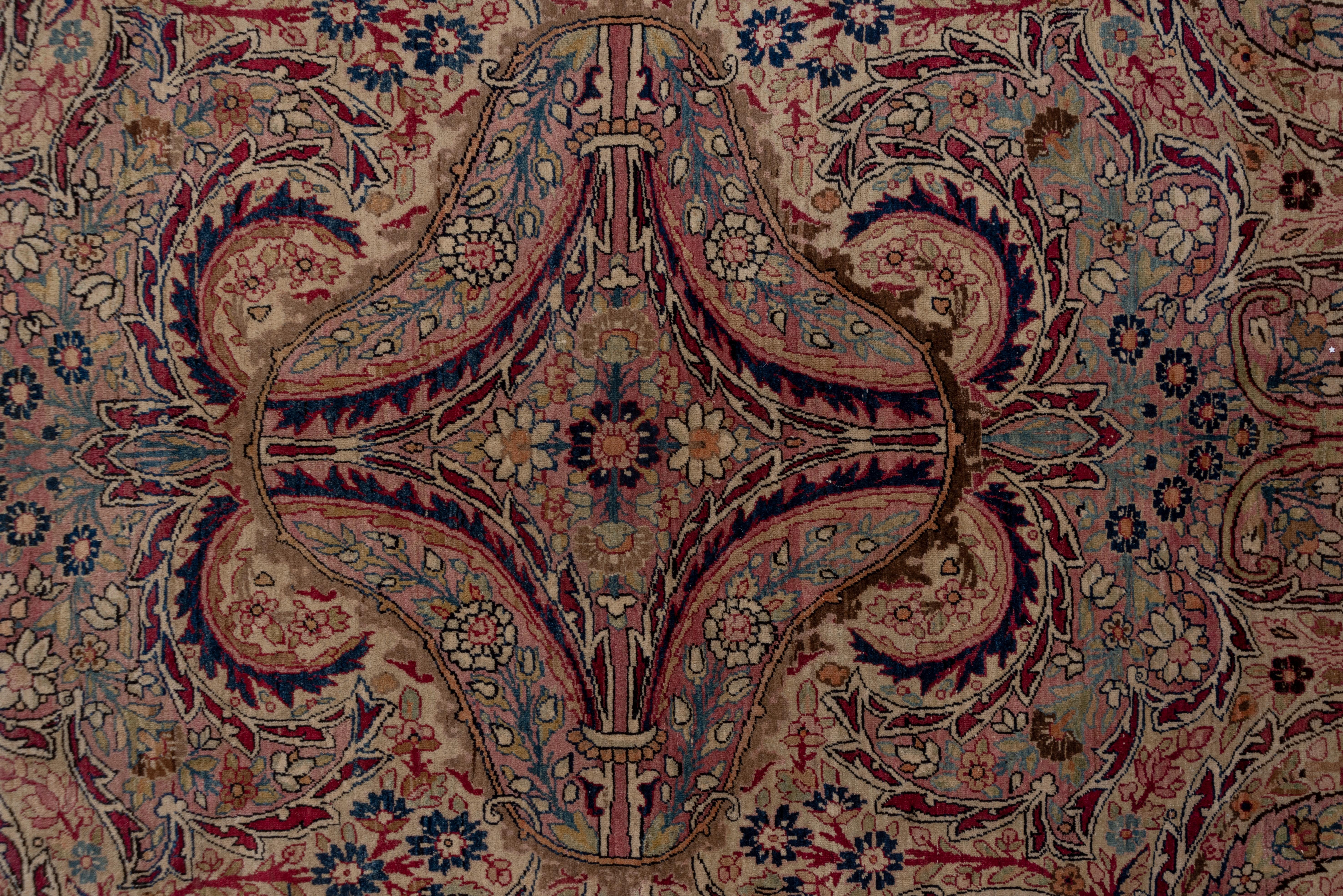 Rare Antique Persian Lavar Kerman Workshop Carpet, Allover Field, Colorful In Good Condition In New York, NY