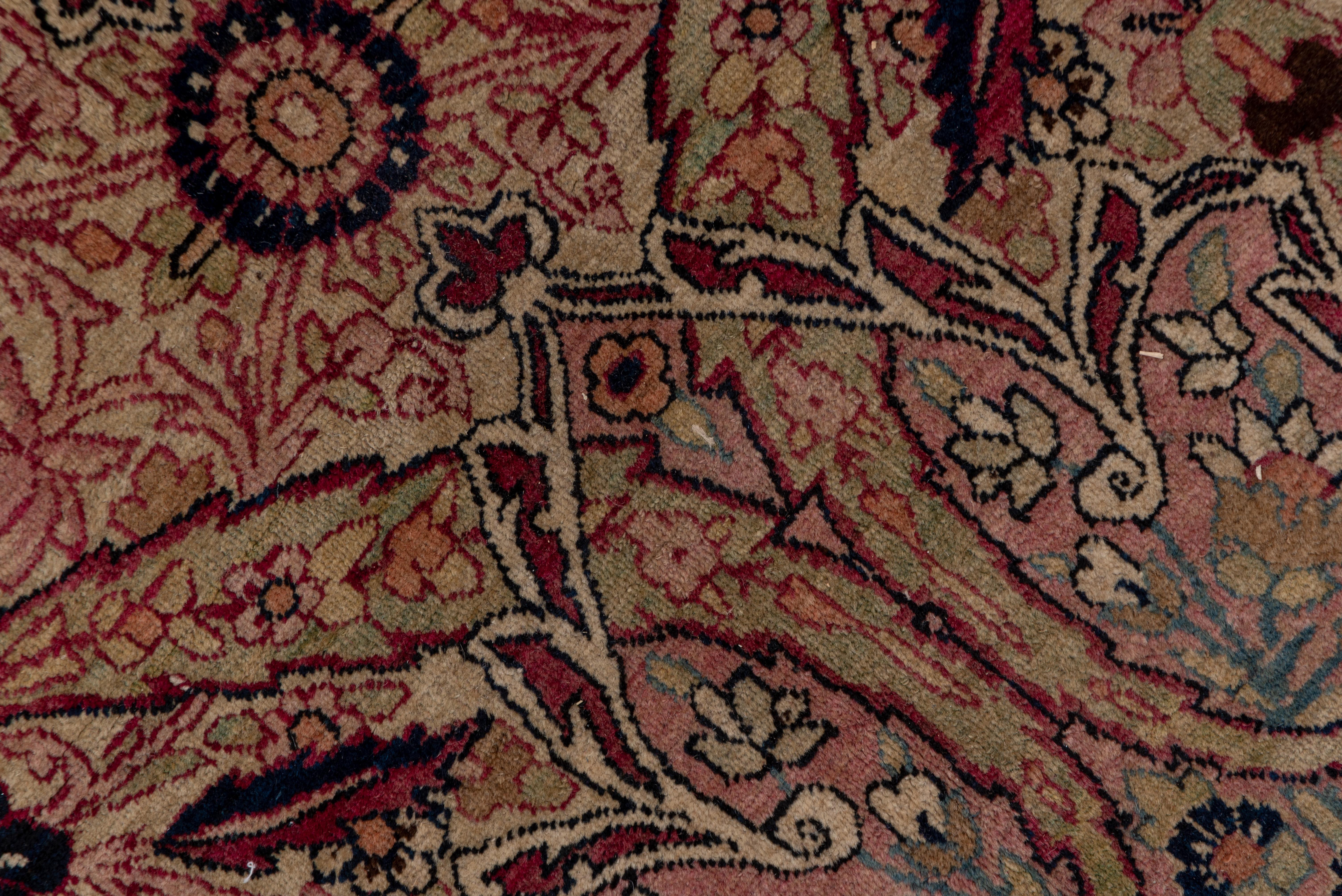 Early 20th Century Rare Antique Persian Lavar Kerman Workshop Carpet, Allover Field, Colorful