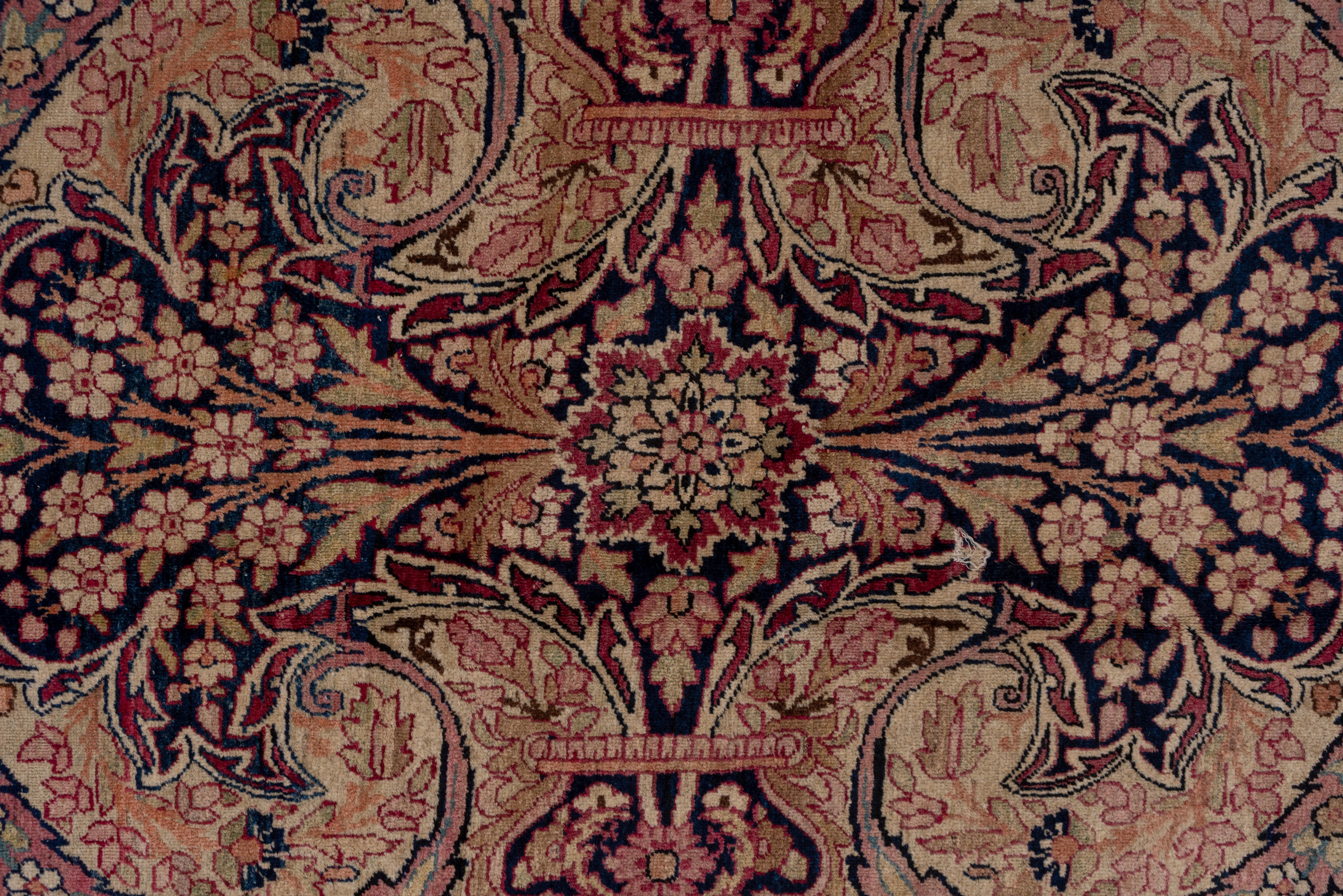 Wool Rare Antique Persian Lavar Kerman Workshop Carpet, Allover Field, Colorful